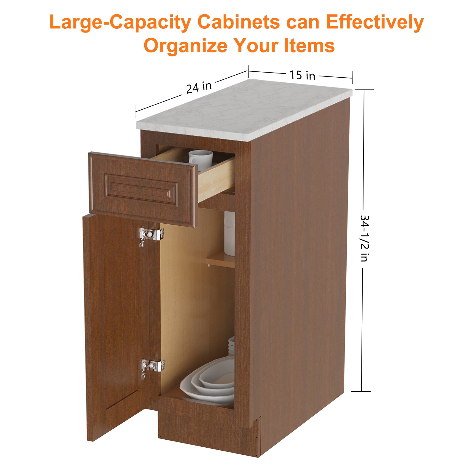 24"D Birch Solid Wood X 15"W X 34-1/2"H Base Kitchen Cabinet B15