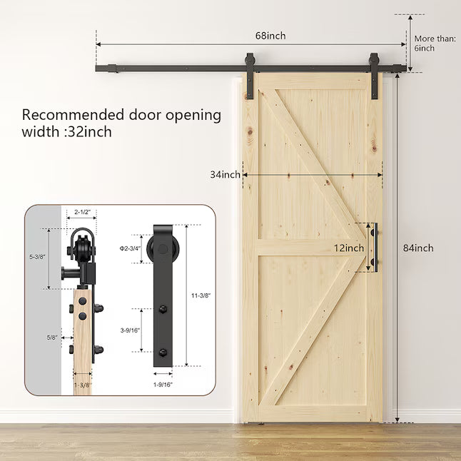 Sliding Barn Doors withHardware Kit Wood Unfinished Solid Pine Barn Doors with Track Kit