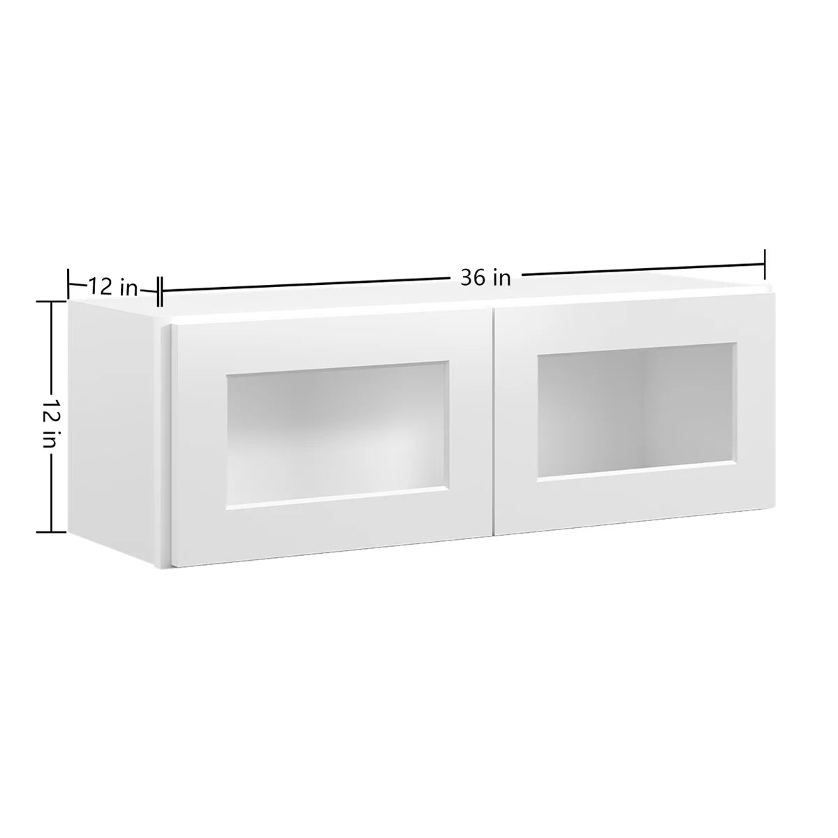 36"W * 12"H * 12"D Shaker White Glass Wall Kitchen Cabinet with Adjustable Shelves