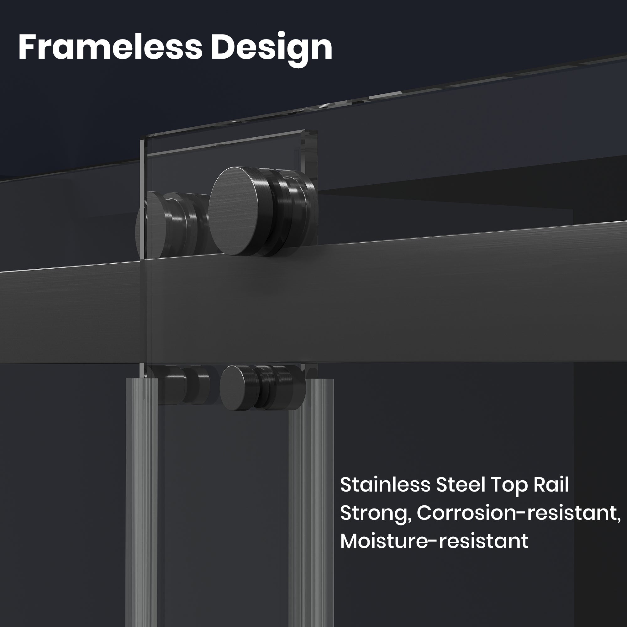56 to 60'' W x 76'' H Frameless Shower Door, Double Sliding Shower Door with Premium 1/4" (6mm) Thick Tempered Glass, Stainless Steel, Matte Black 30340058BF-Black-hsq