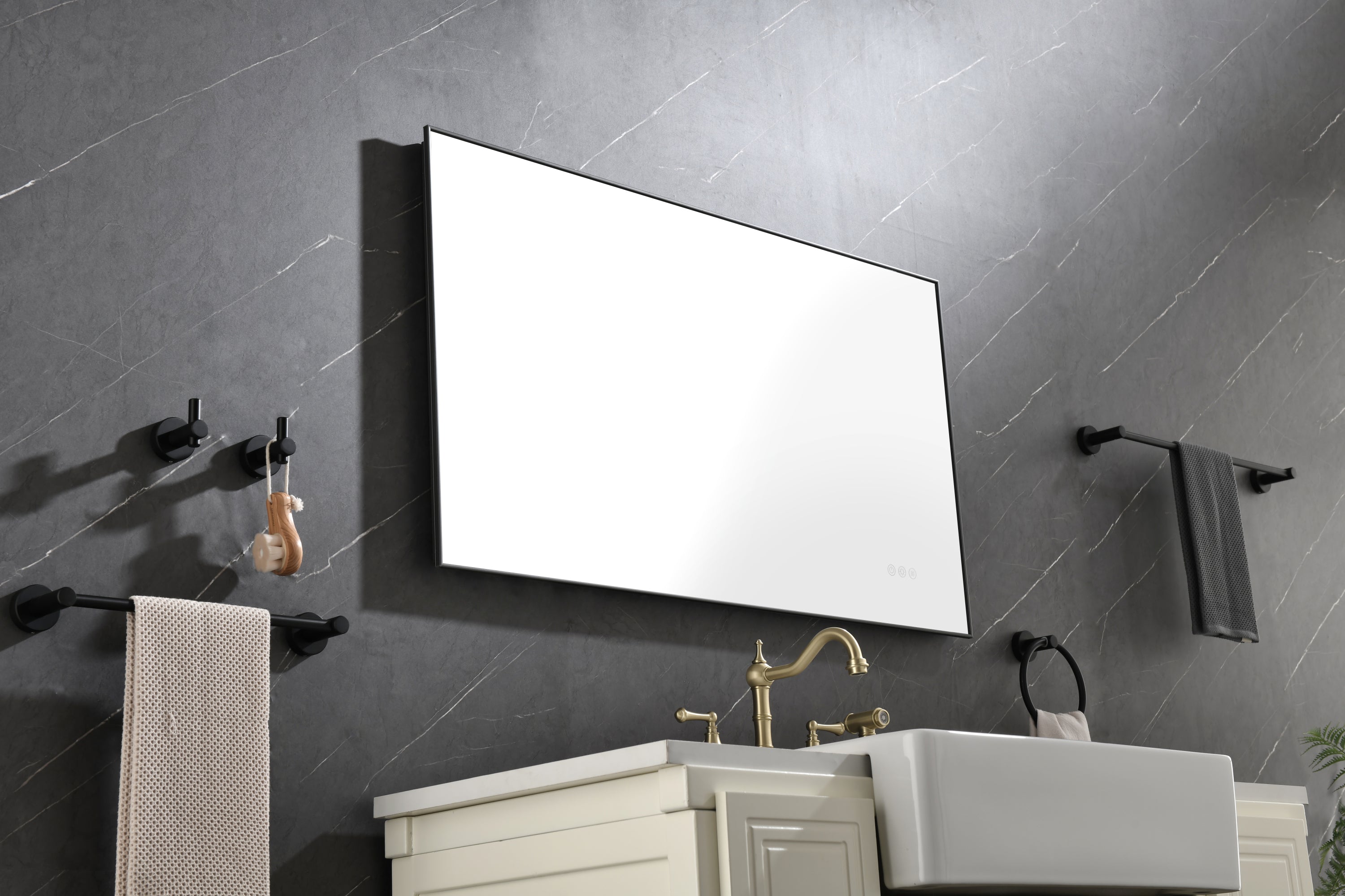 Super Bright Led Bathroom Mirror with Lights,Metal Frame Mirror Wall Mounted Lighted Vanity Mirrors for Wall,Anti Fog Dimmable Led Mirror for Makeup,Vertical/horizontalGunGray Metal