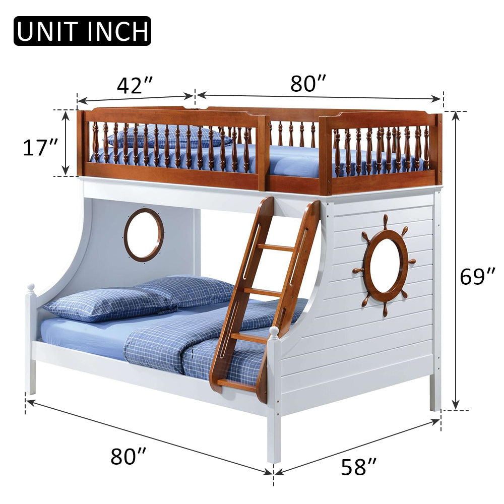 Farah Bunk Bed (Twin/Full) in Oak & White 37600
