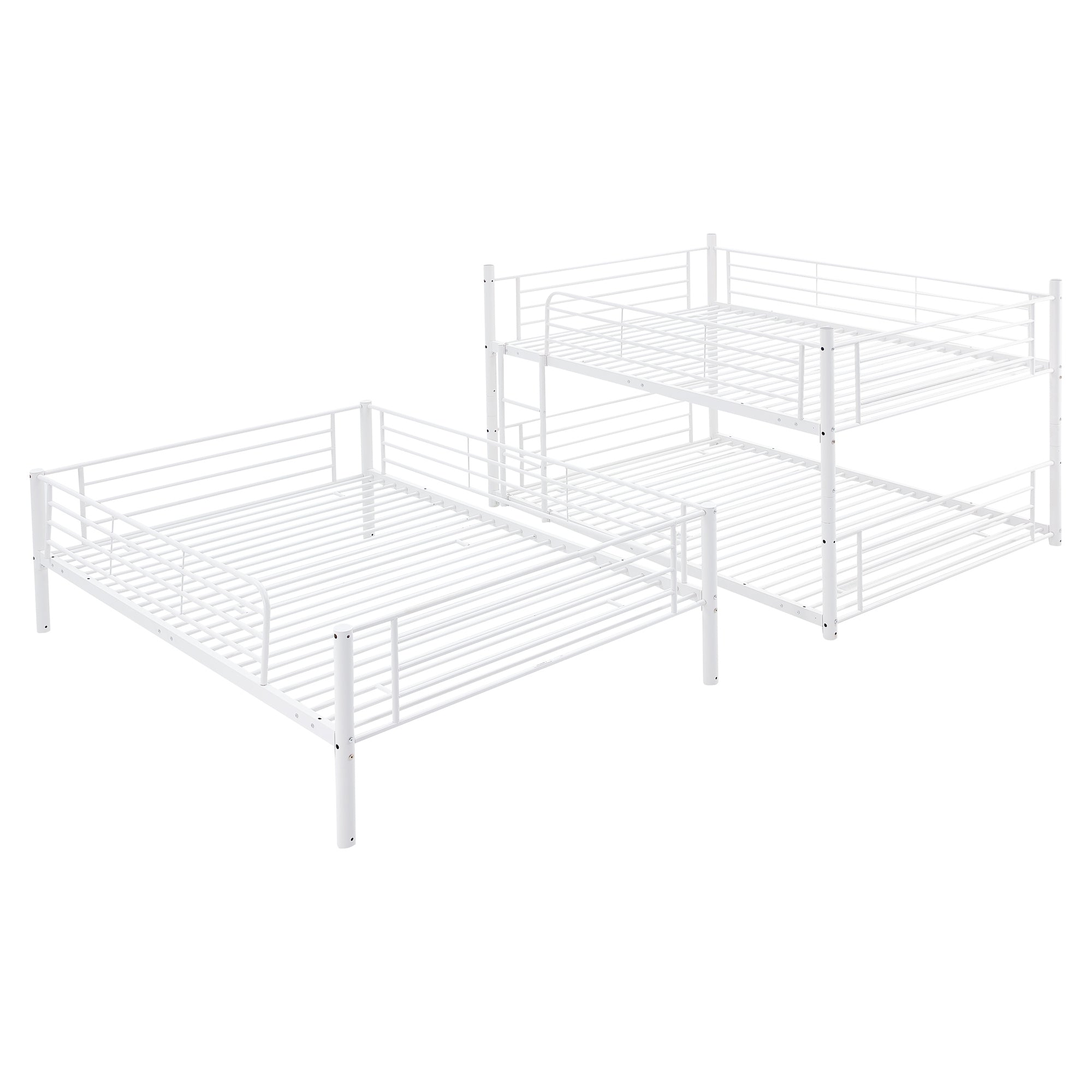 Full-Full-Full Metal  Triple Bed  with Built-in Ladder, Divided into Three Separate Beds,White(OLD SKU:LP000297AAK)