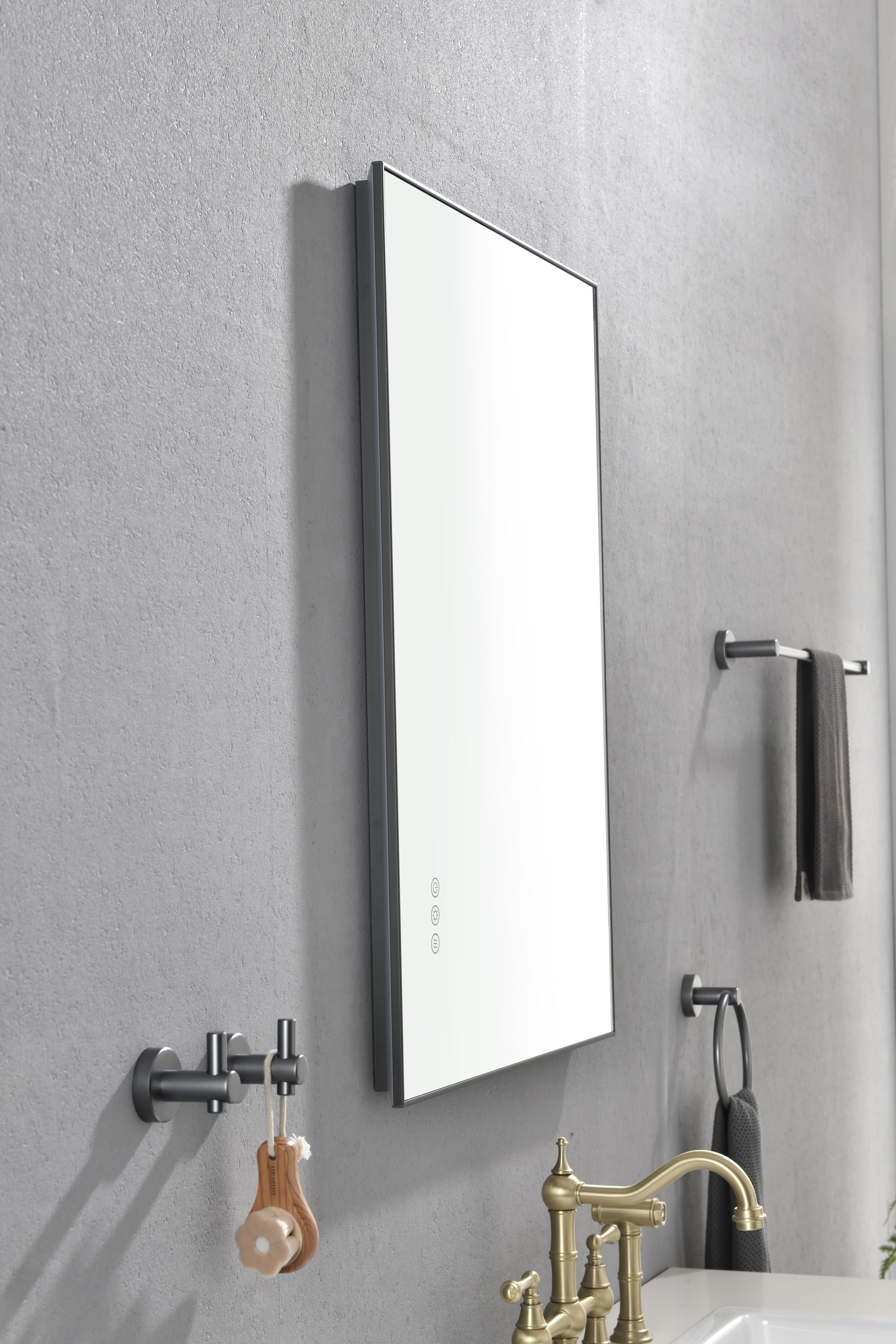 Super Bright Led Bathroom Mirror with Lights,Metal Frame Mirror Wall Mounted Lighted Vanity Mirrors Dimmable Led Mirror for Makeup,Horizontal or vertical/GunGray Metal