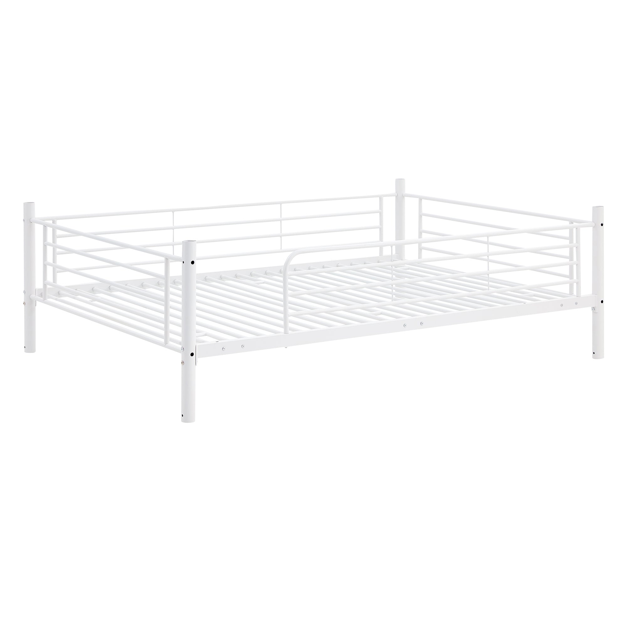 Full-Full-Full Metal  Triple Bed  with Built-in Ladder, Divided into Three Separate Beds,White(OLD SKU:LP000297AAK)