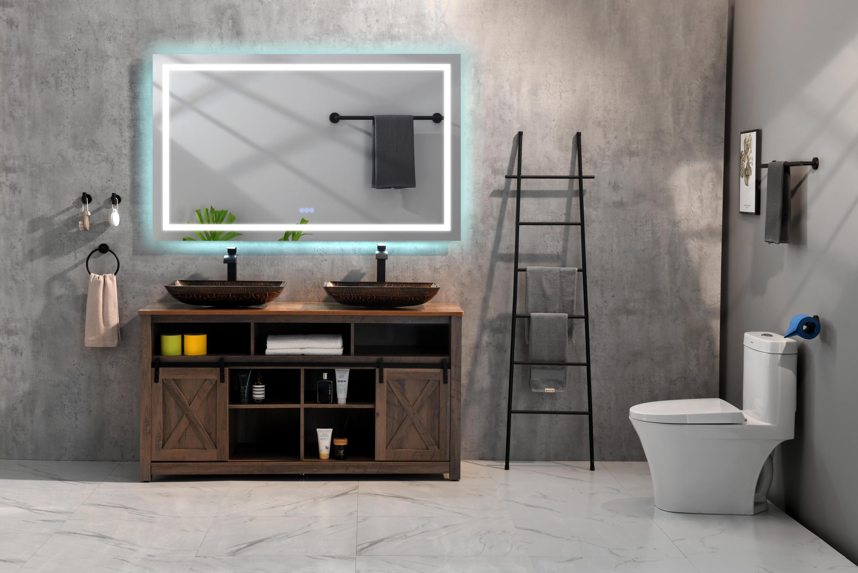 72 in. W x 36 in. H Frameless LED Single Bathroom Vanity Mirror in Polished Crystal  Bathroom Vanity LED Mirror with 3 Color Lights Mirror for Bathroom Wall Inch Smart Lighted Vanity Mirrors Dimm