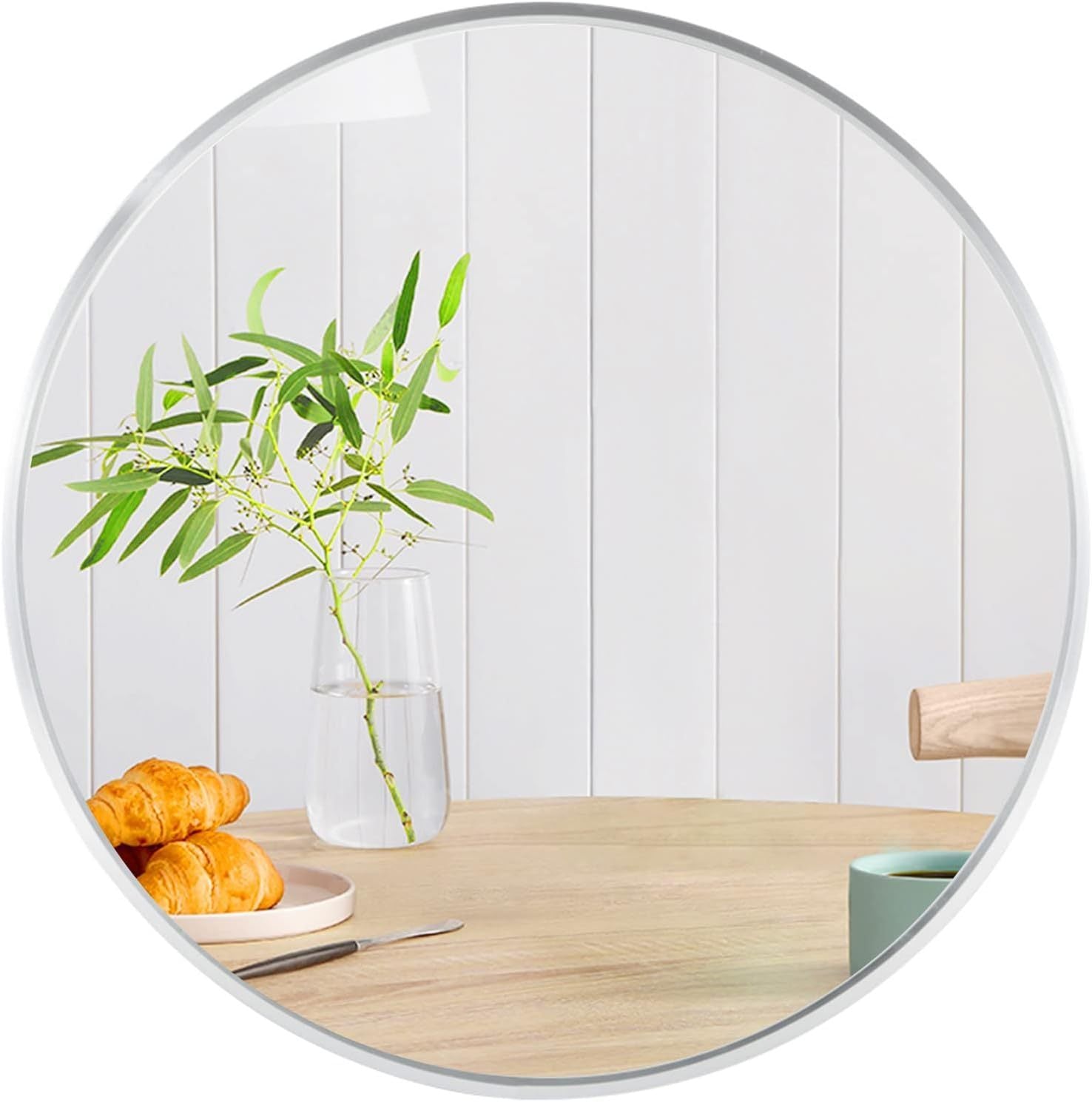 Silver 32 IN Metal Round mirror