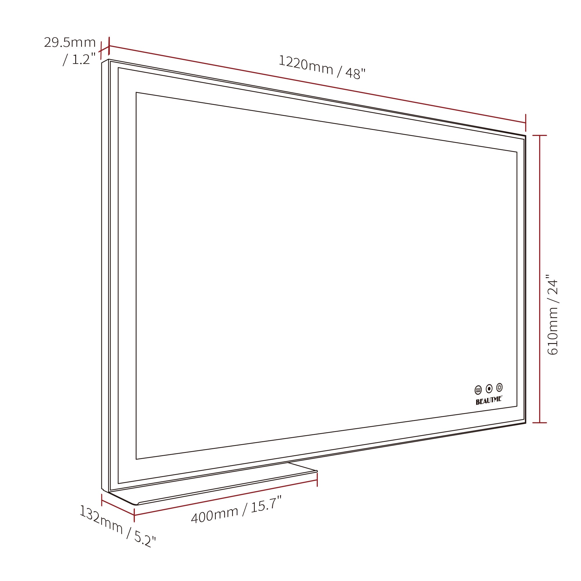 48x24 inch LED Bathroom Vanity Mirror Wall Mounted Adjustable White/Warm/Natural Lights Anti-Fog Touch Switch with Memory Modern Smart Large Bathroom Mirrors