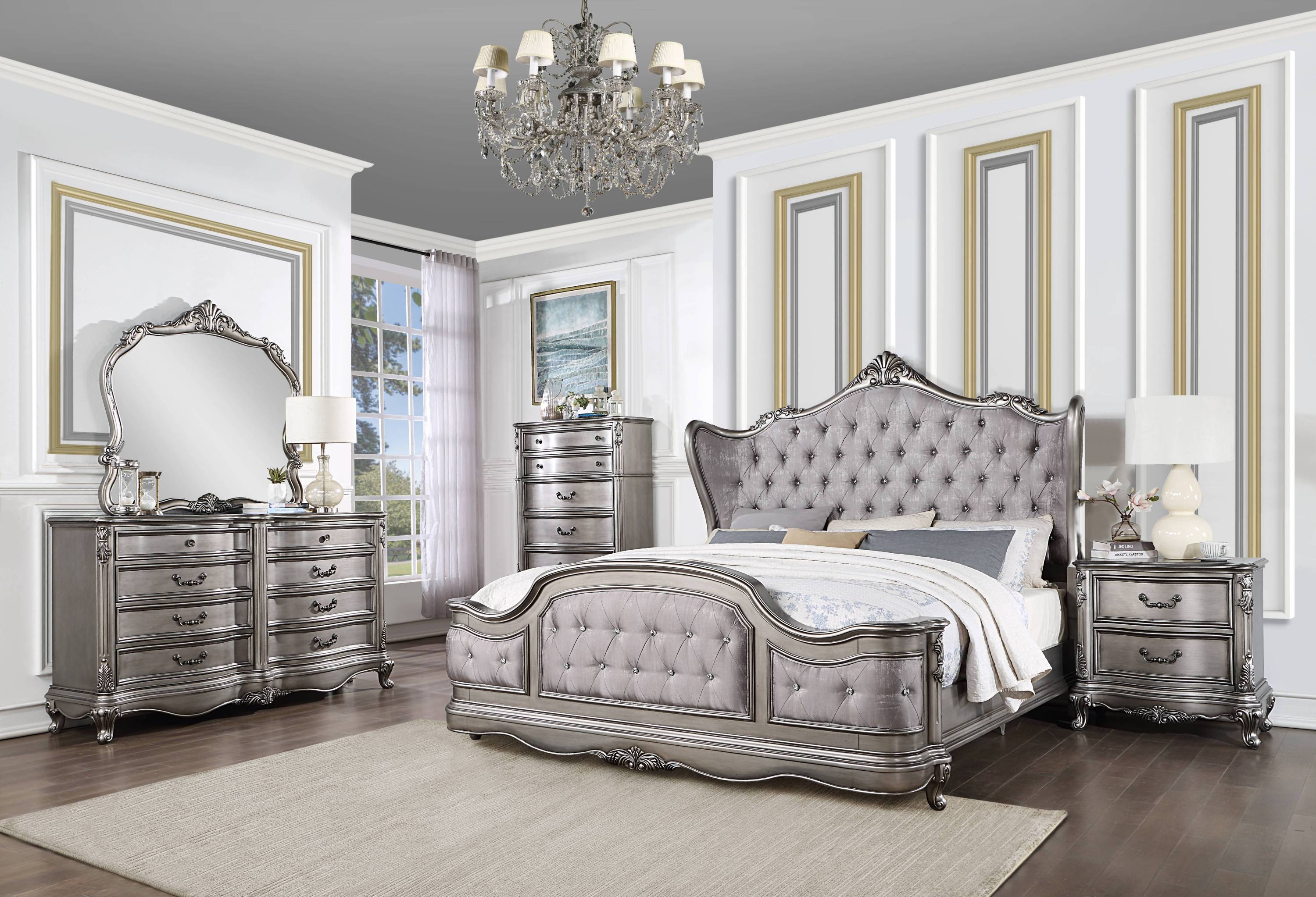 Ausonia Eastern King Bed, Antique Platinum Finish BD00602EK