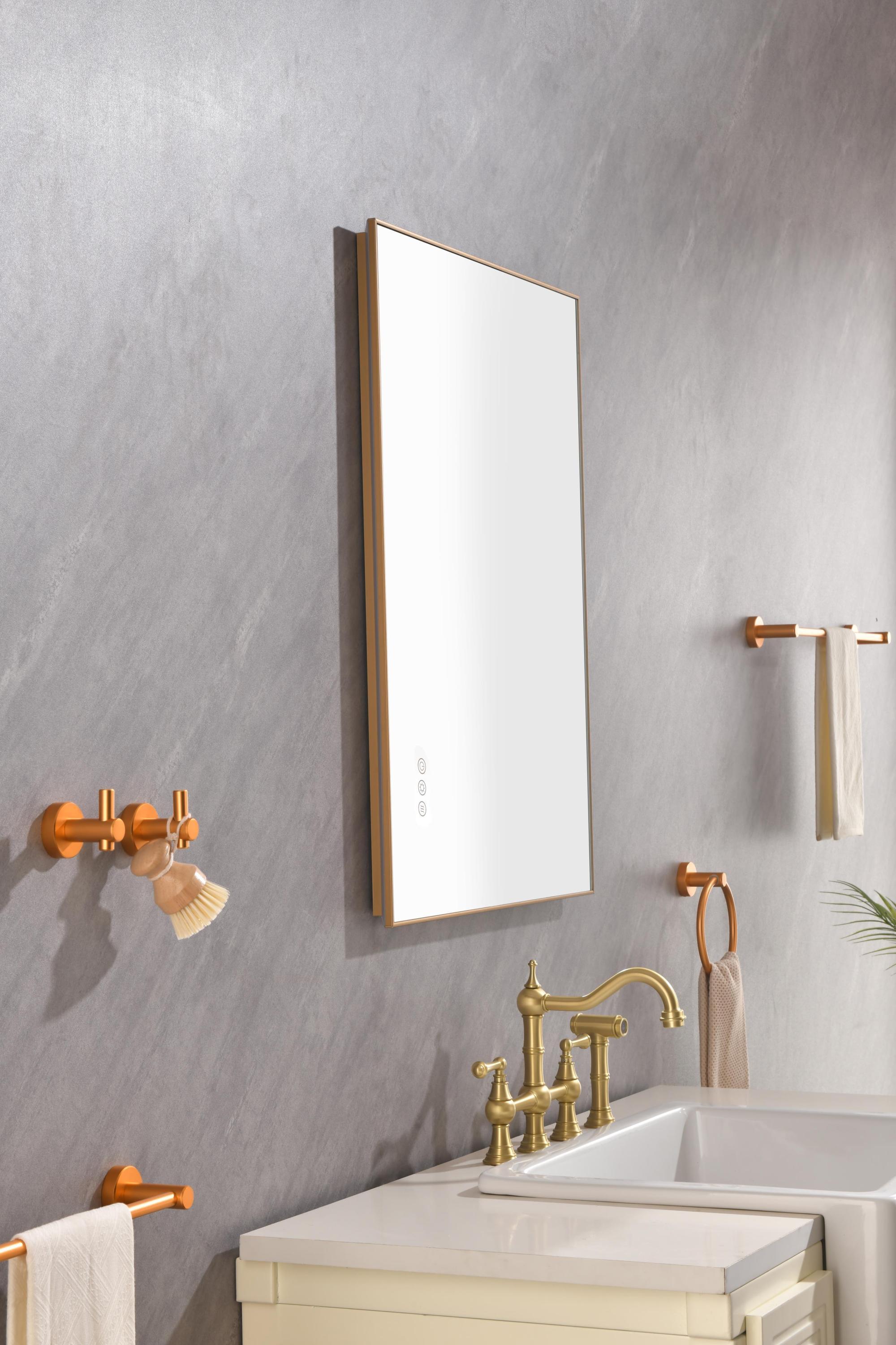 Super Bright Led Bathroom Mirror with Lights, Metal Frame Mirror Wall Mounted Lighted Vanity Mirrors for Wall, Anti Fog Dimmable Led Mirror for Makeup, Horizontal/Verti