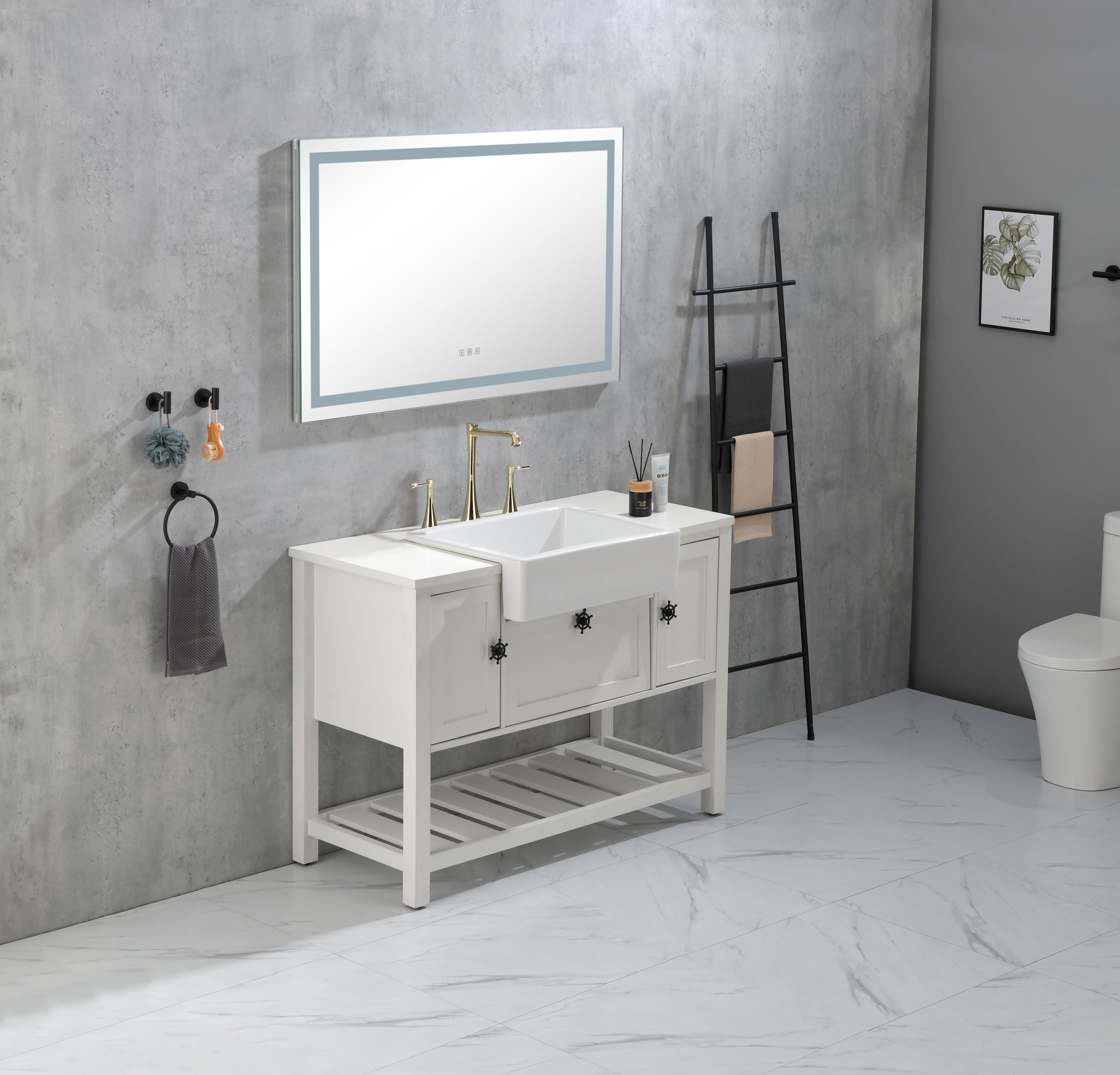 LED Bathroom Mirror  48 "x  36 " with Front and Backlight, Large Dimmable Wall Mirrors with Anti-Fog, Shatter-Proof, Memory, 3Colors, LED Vanity Mirror
