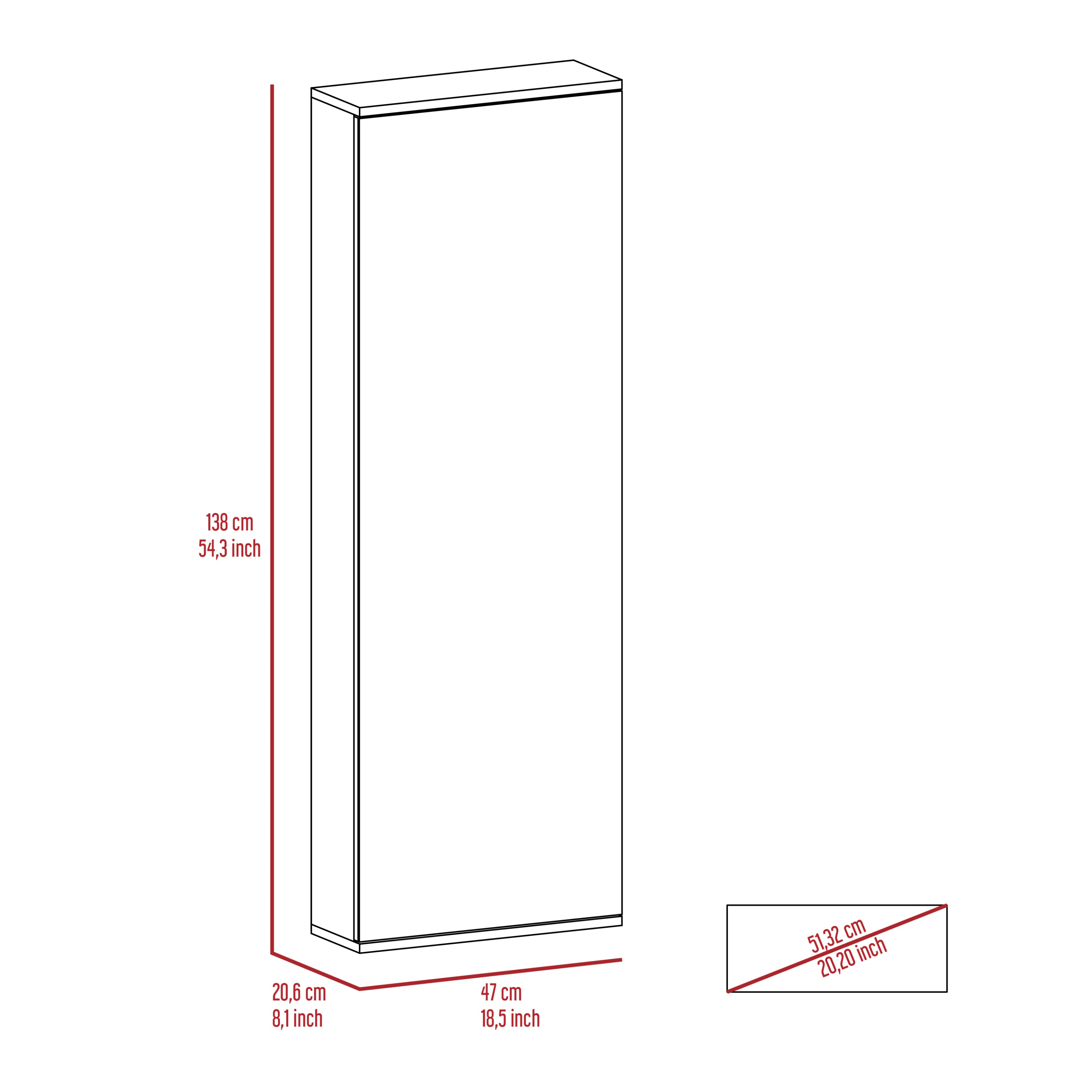 Leto Wall Mounted Shoe Rack With Mirror, Single Door, Capacity For Ten Shoes -White