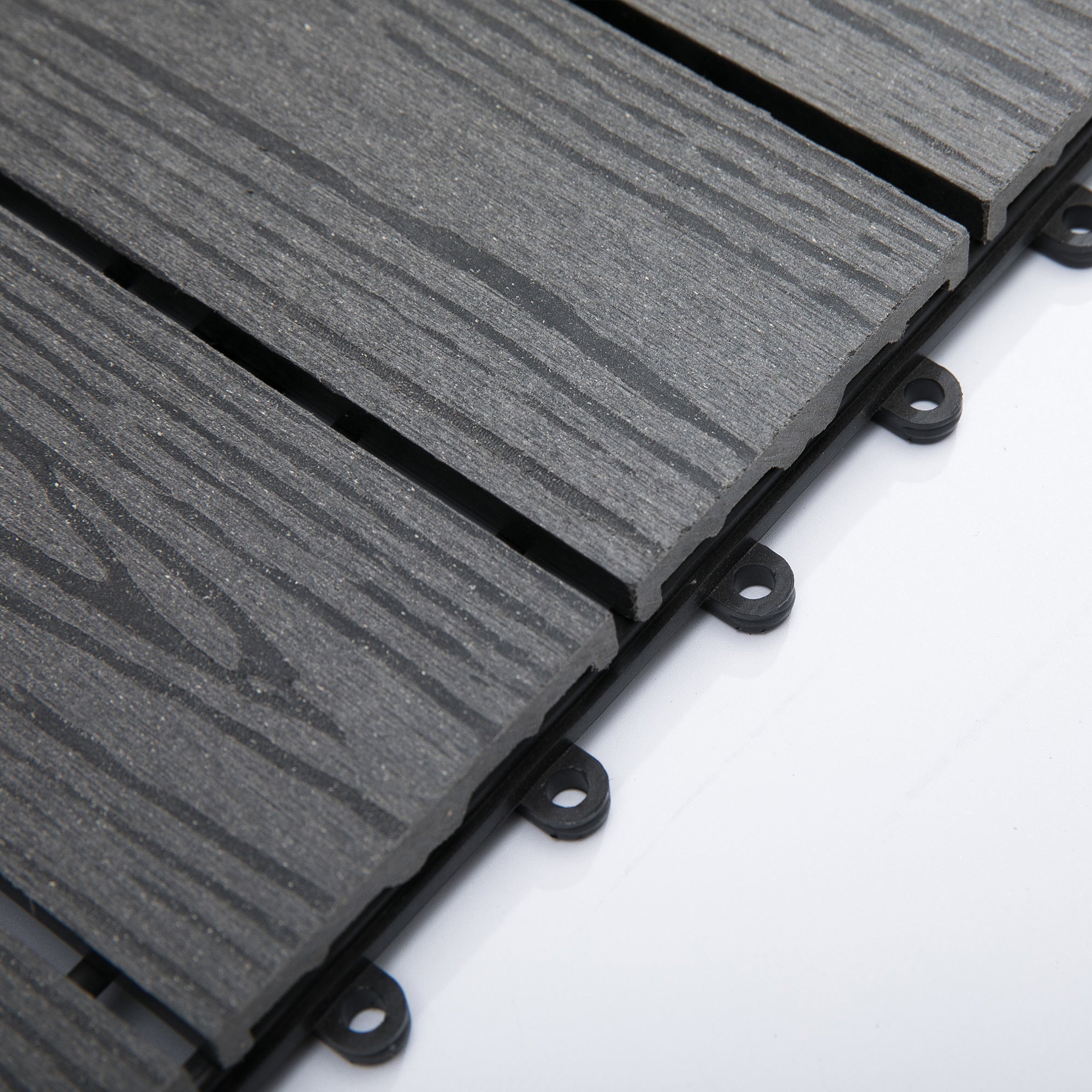 Outsunny Interlocking Deck Tiles, Pack of 11 Outdoor Flooring Patio Tiles, 12" x 12", All Weather for Porch, Balcony, Backyard for a New Classic Look, Grey