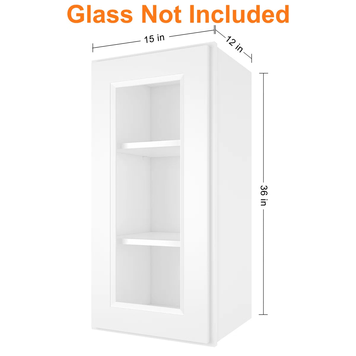 36"W * 15"H * 12"D Shaker White Glass Wall Kitchen Cabinet with Adjustable Shelves
