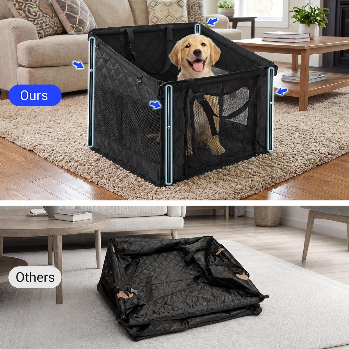 Black Dog Car Seat Extender, Hard Bottom Dog Hammock for Cars,SUV Medium