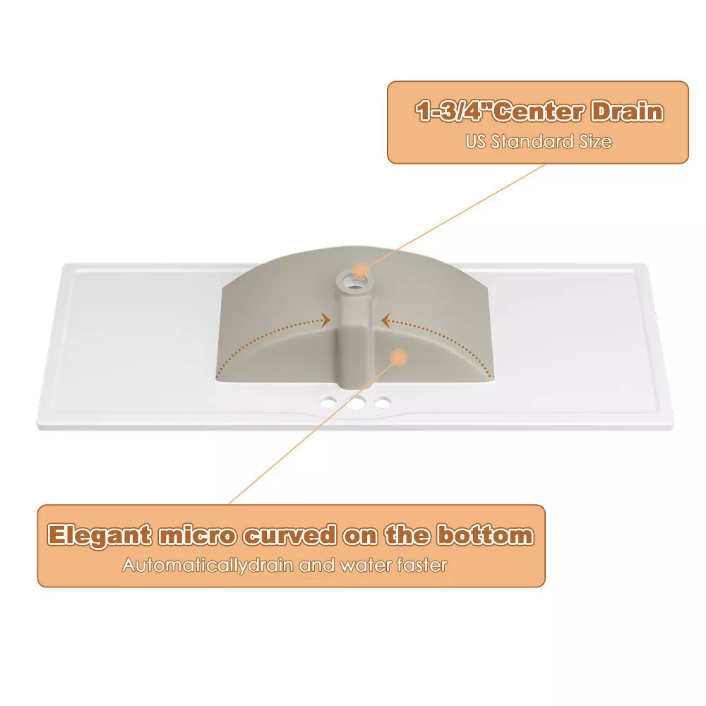3-Hole 48 in. W x 18.25 in. D Classic Contemporary Rectangular Ceramic Single Sink Basin Vanity Top in White