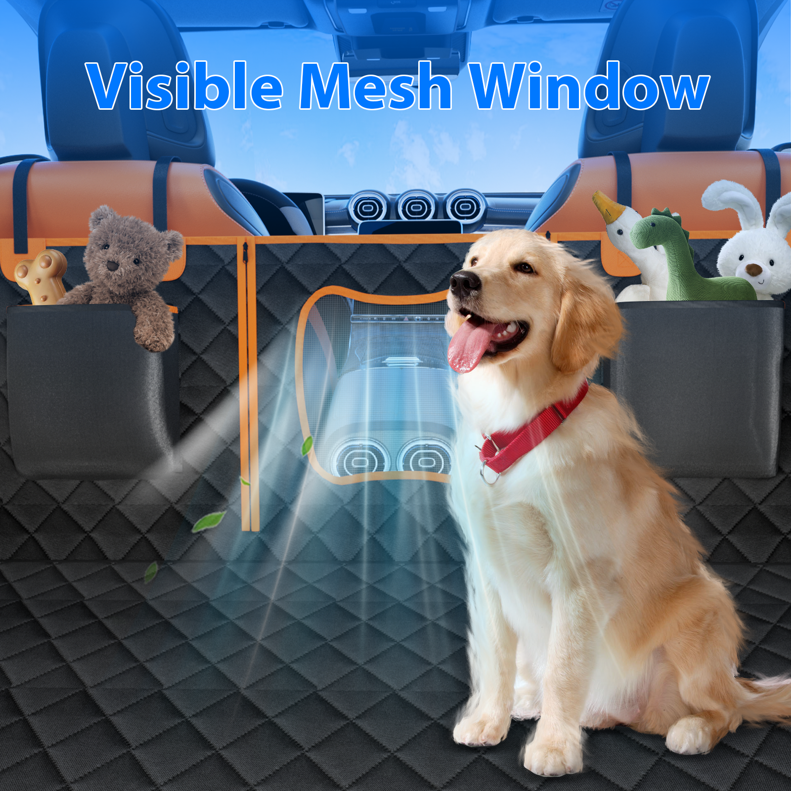 Dog Car Seat with Detachable Hard Bottom, Waterproof Back Seat Extender for Dogs