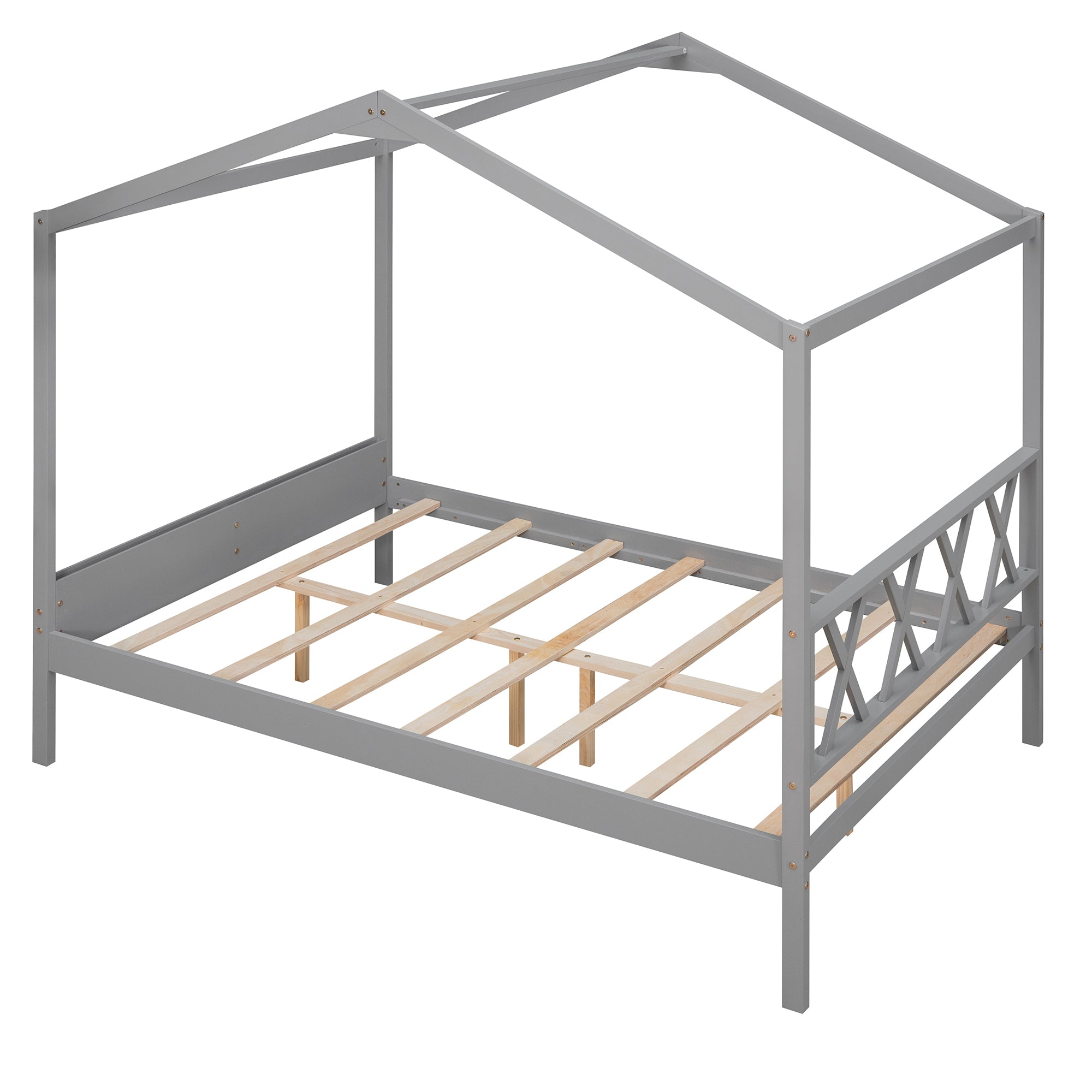 Full Size Wood House Bed with Storage Space, Gray (OLD SKU :LP000002AAE)
