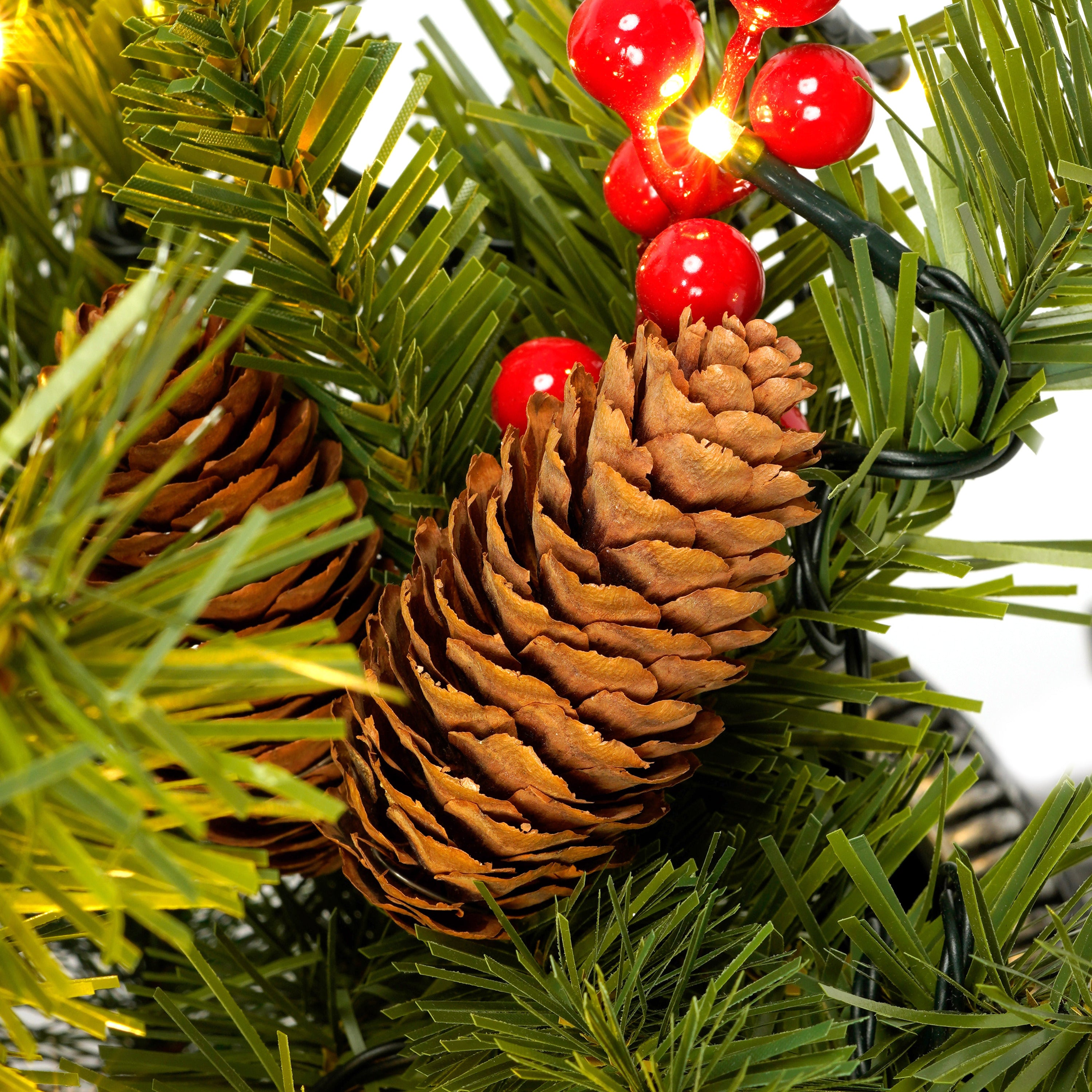 Xmas Tree Artificial Christmas 4-Piece Set,Garland, Wreath and Set of 2 3FT Entrance Trees X-mas with LED Lights, Christmas Tree