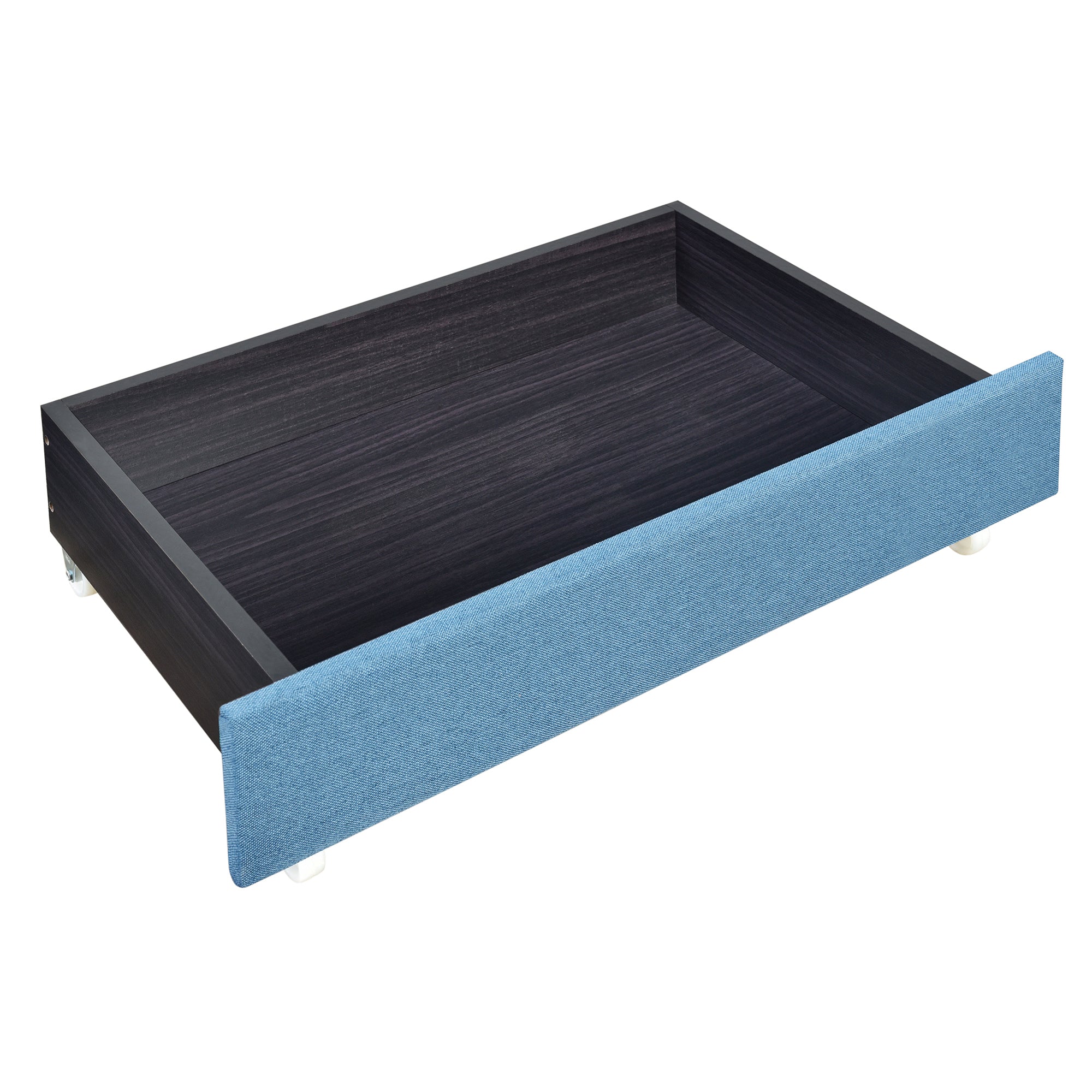 Queen Size Storage Bed Linen Upholstered Platform Bed with Two Drawers - Blue