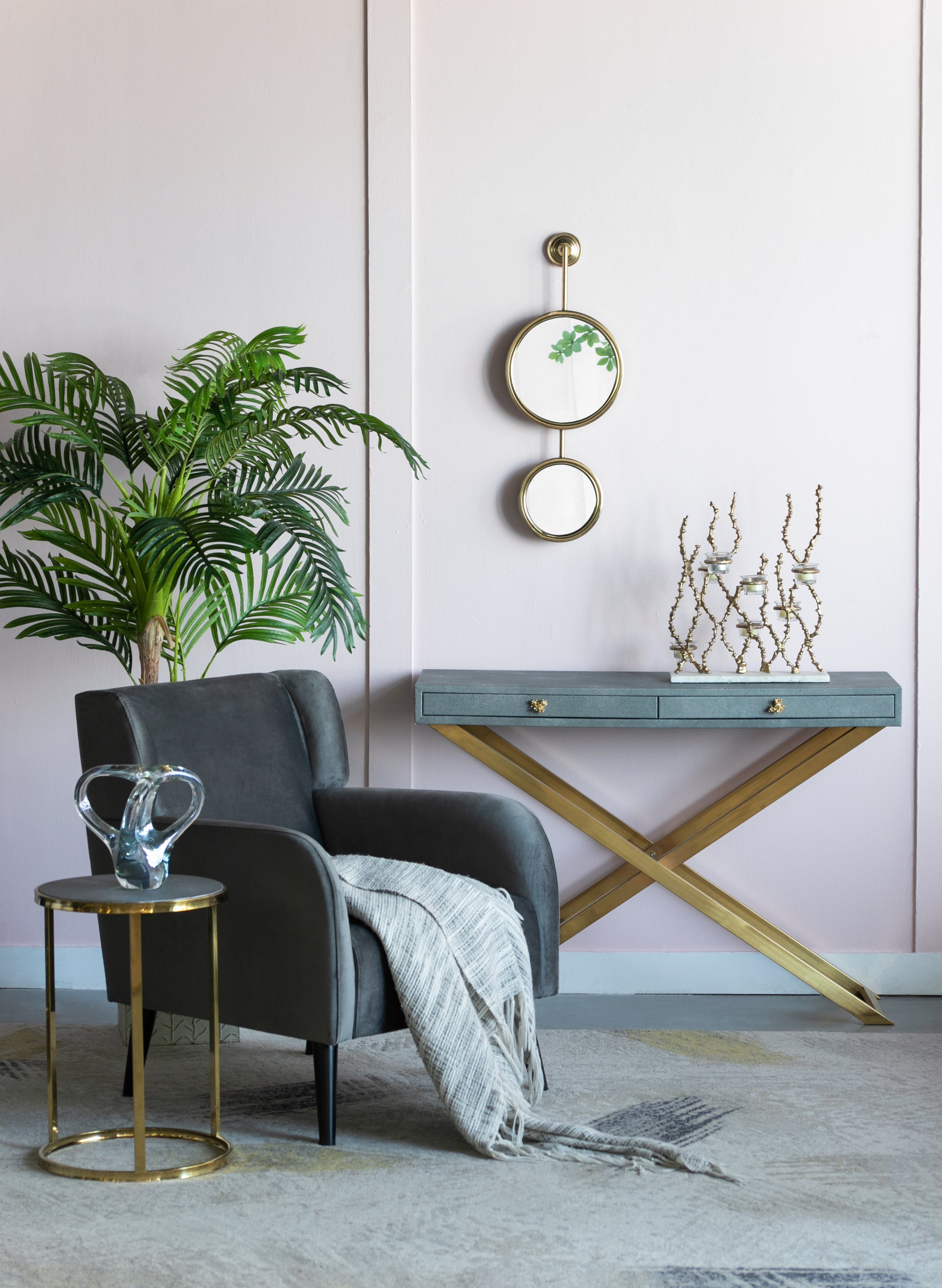 2 Circle Mirrors for Wall Decor, Unique Contemporary Wall Mirror for Living Room Bedroom Entryway,11" x 28.5"