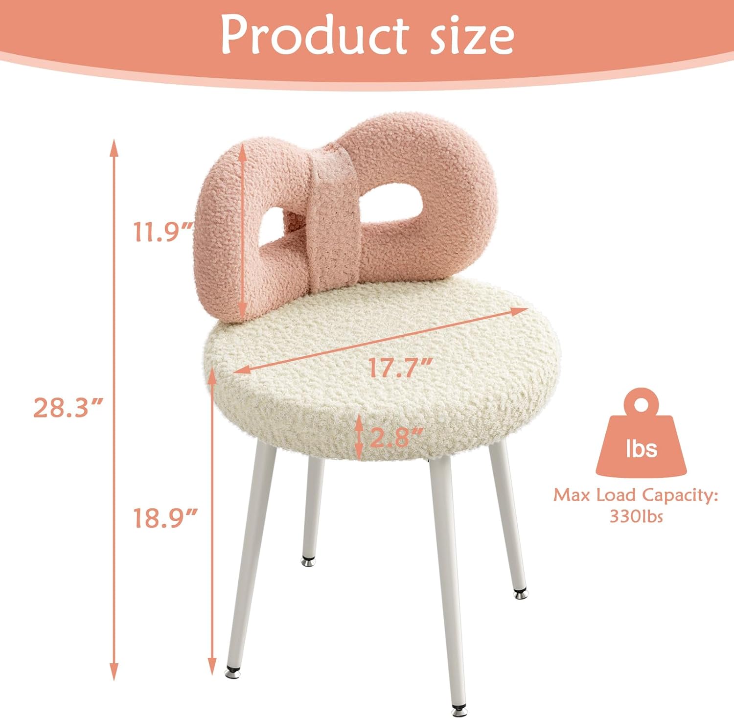 Calenor Pink white rotation vanity chair