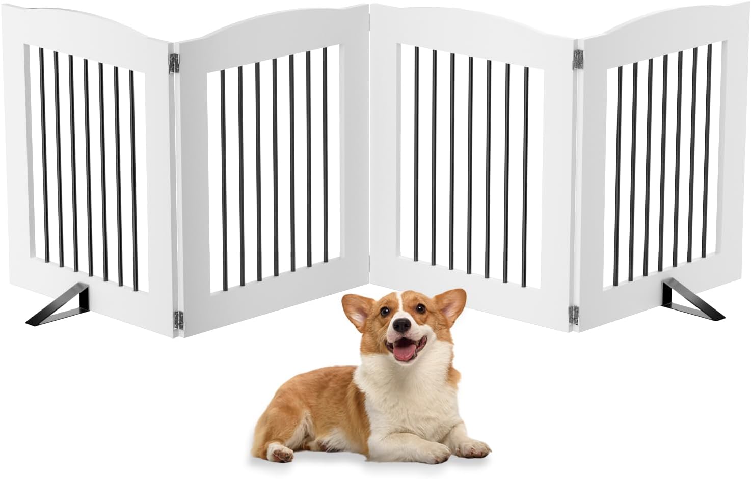 Freestanding Dog Gates,Foldable Dog Fence Indoor Puppy Gate for Stairs,Doorways,Stop Over Fence 24" Height 3 Panels
