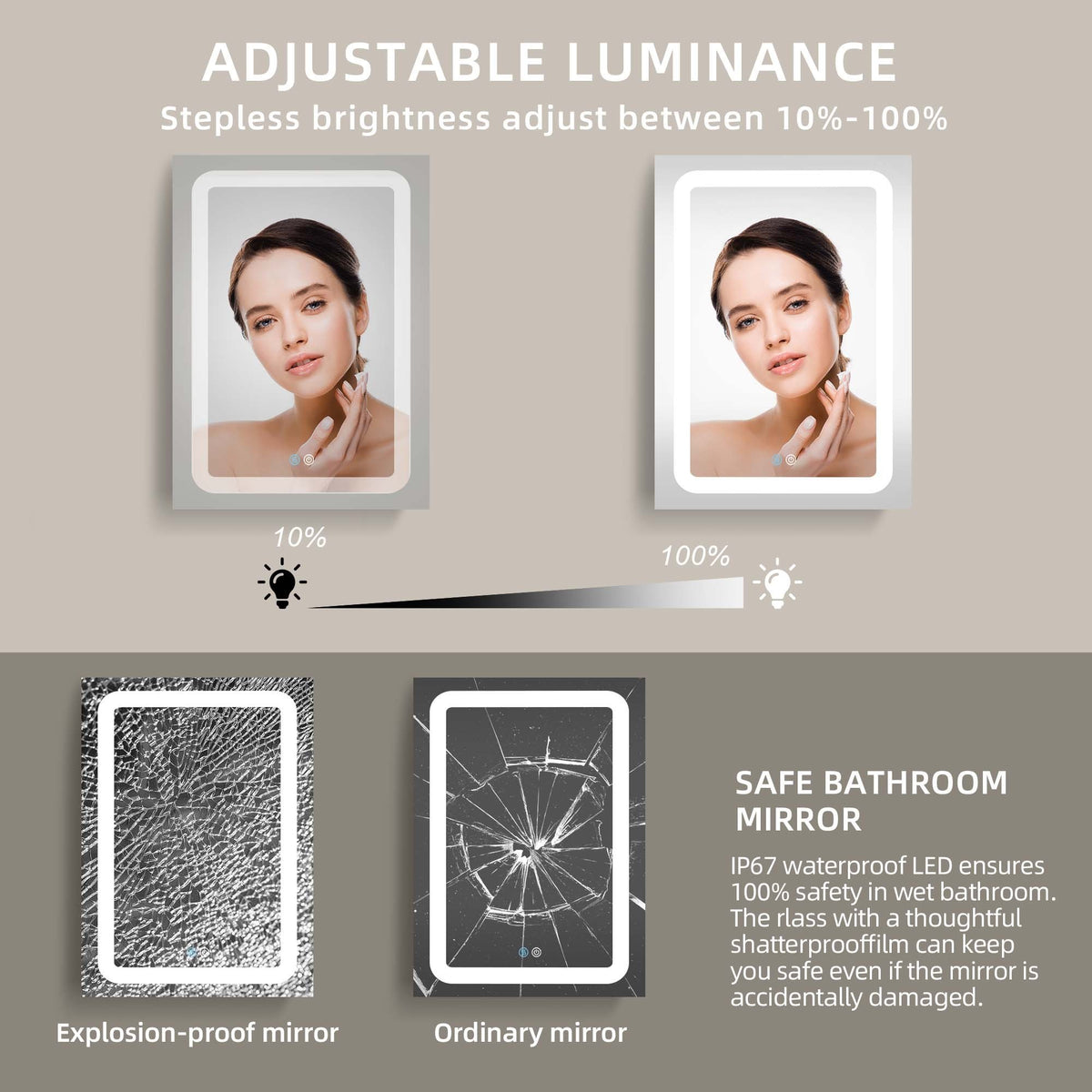 30x20 inch LED Bathroom Medicine Cabinet Surface Mounted Cabinets With Lighted Mirror  White Left Open