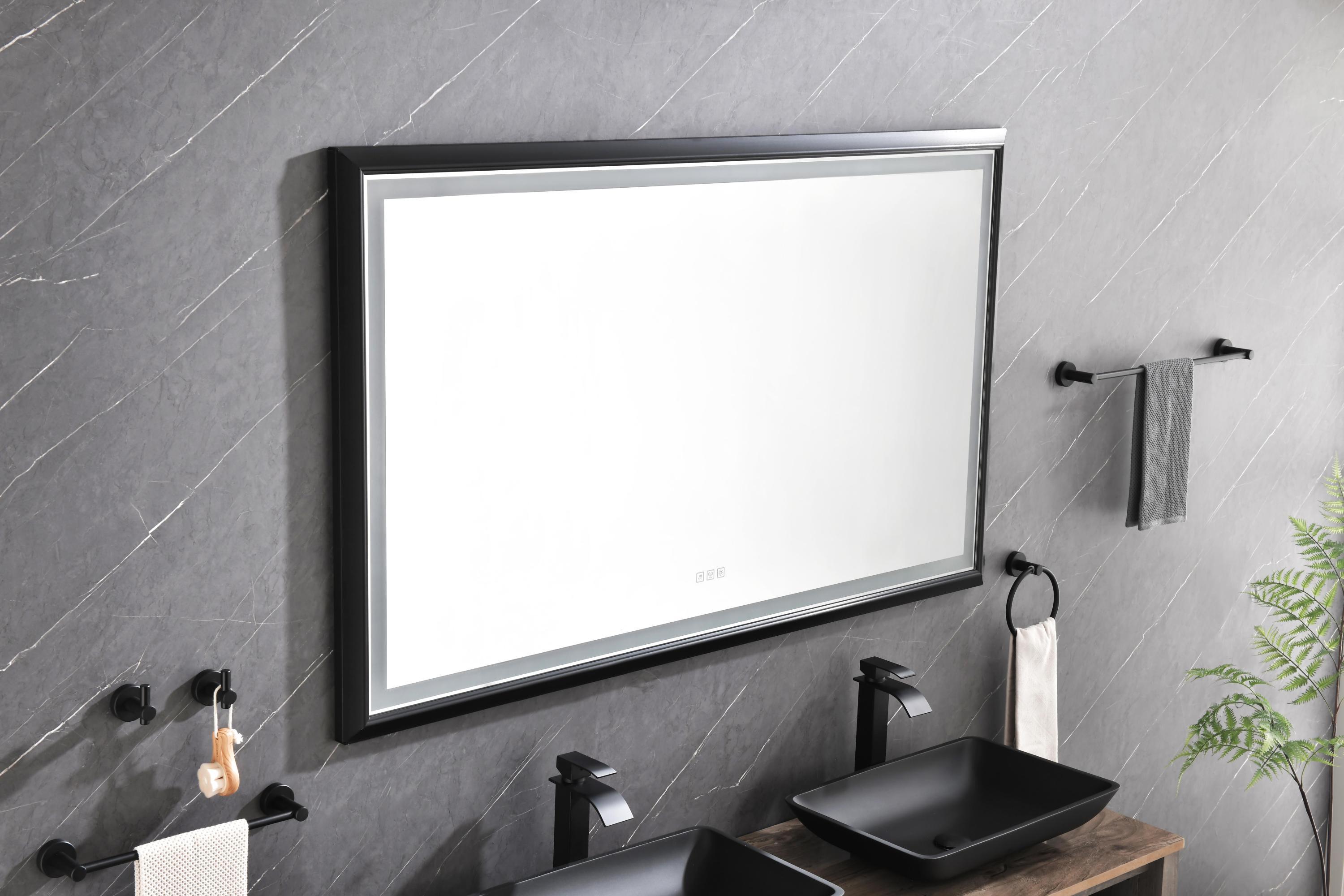 bathroom  led mirror is multi-functional and each function is controlled by a smart touch button.
