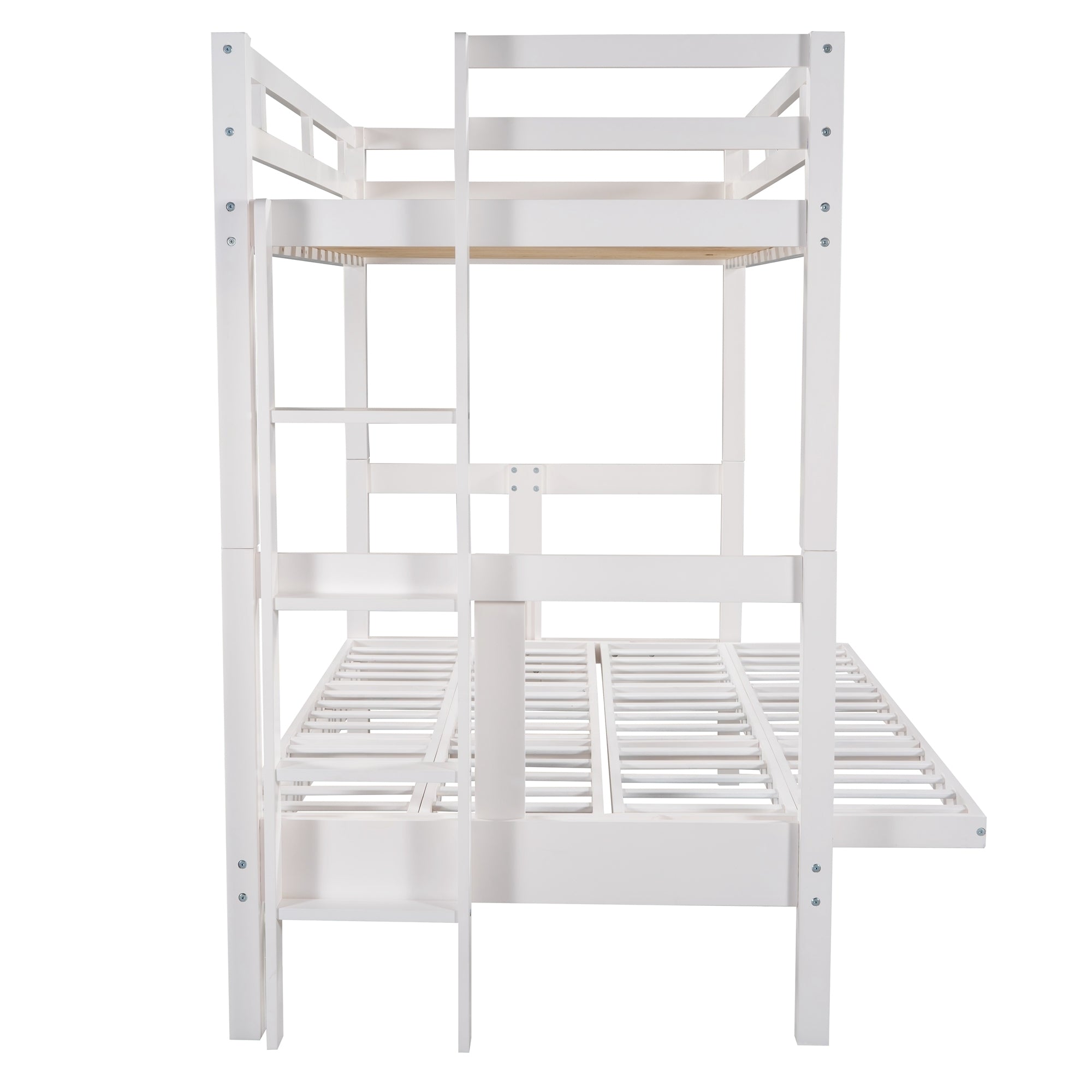Twin over Full Bunk Bed,Down Bed can be Converted into Daybed,White