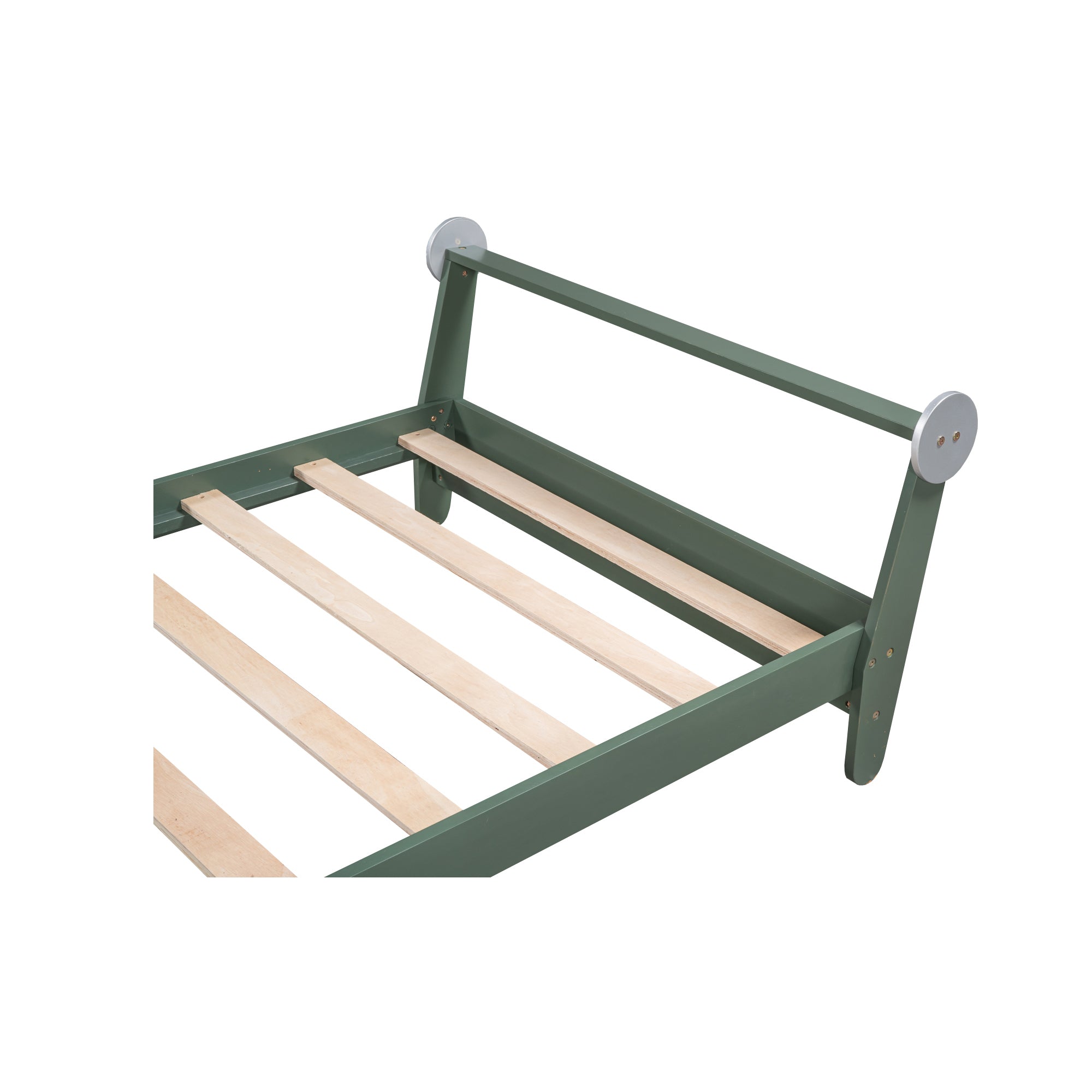 Twin Size Plane Shaped Platform Bed with Rotatable Propeller and Shelves, Green