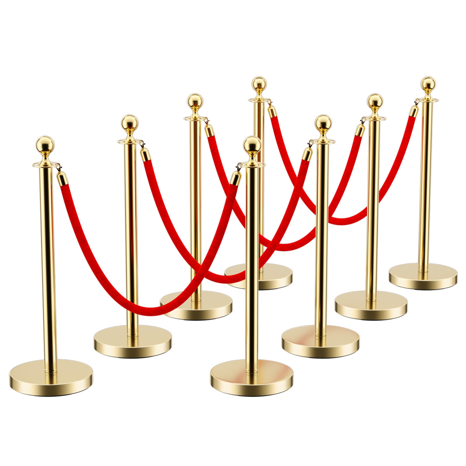 Hollow Base and Velvet Ropes Safety Barriers Set