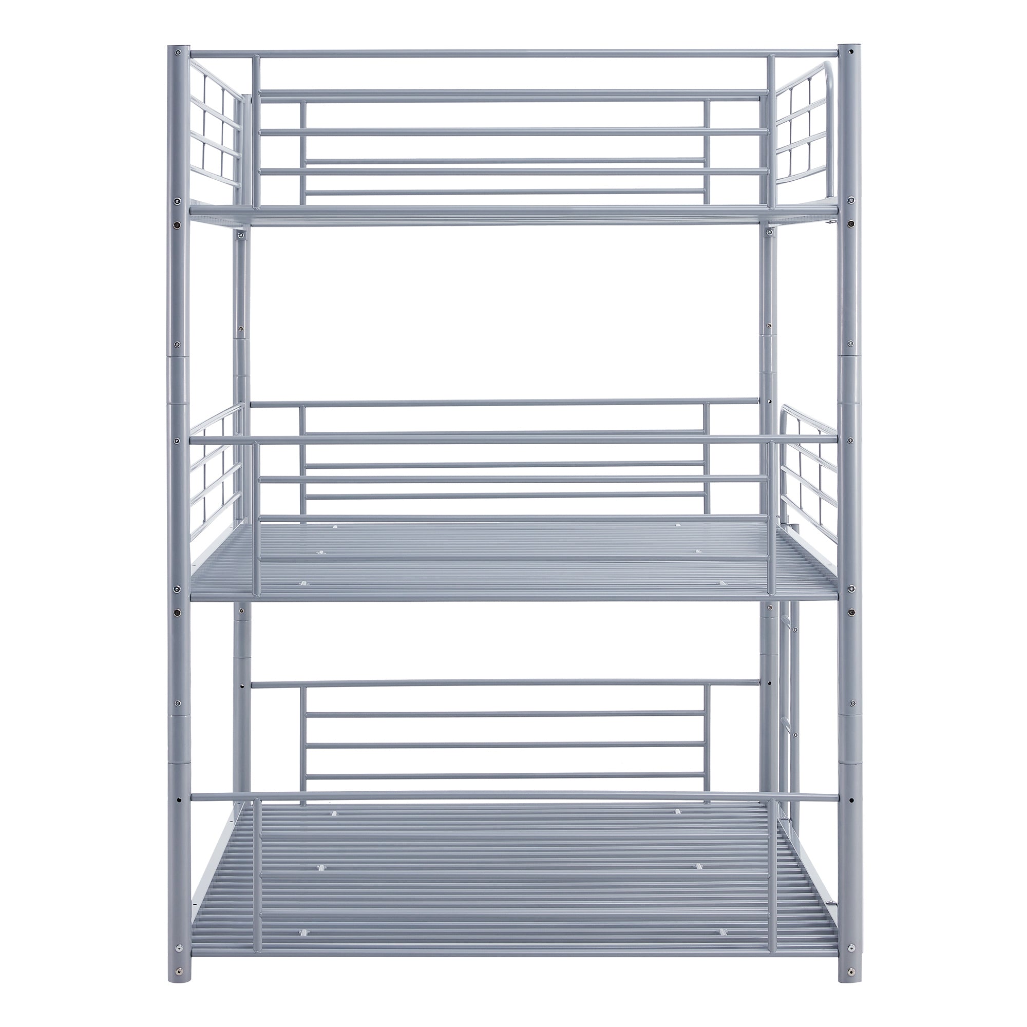 Full-Full-Full Metal  Triple Bed  with Built-in Ladder, Divided into Three Separate Beds,Gray(OLD SKU:LP000297AAE)