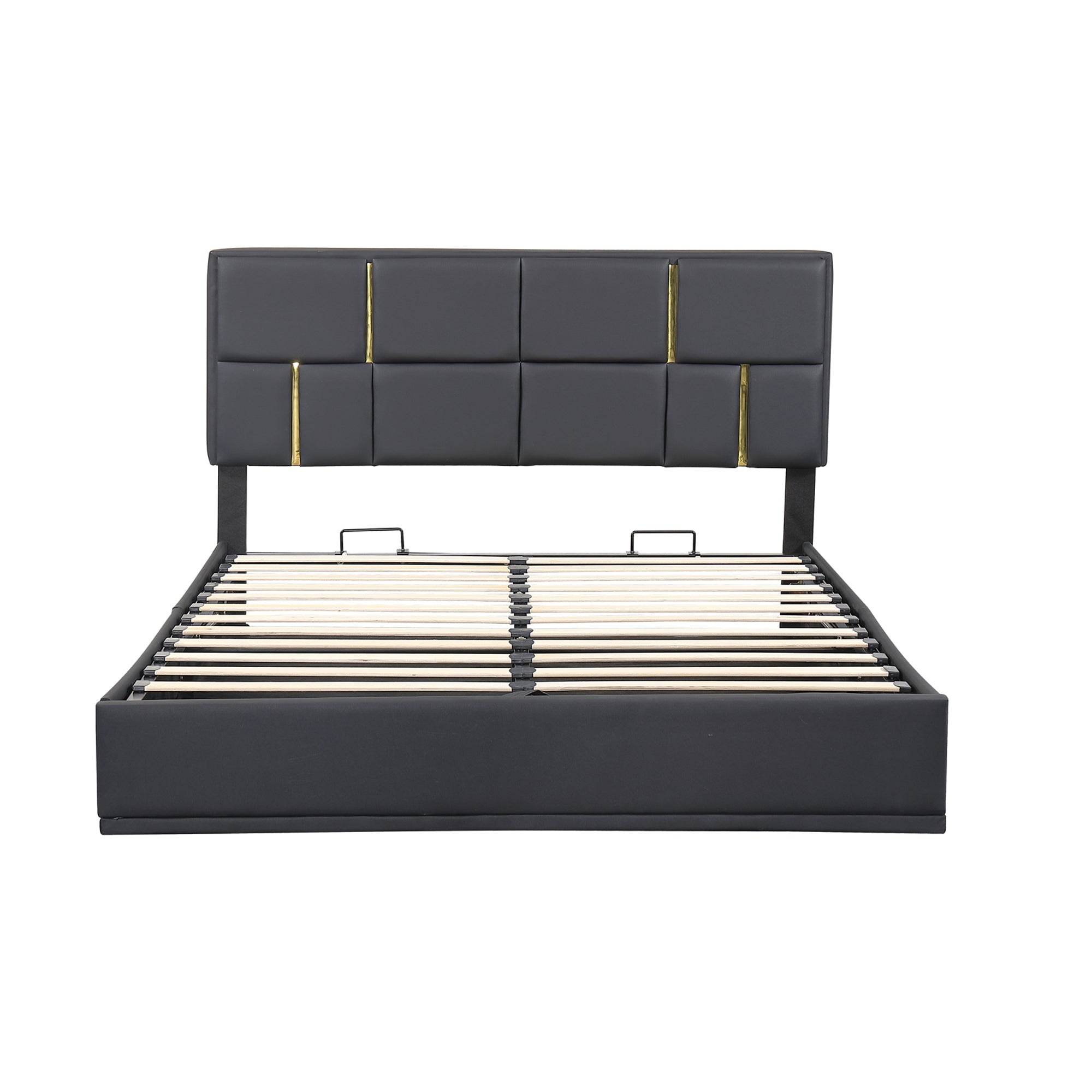 Queen Size Upholstered Platform Bed with Hydraulic Storage System,No Box Spring Needed,Black
