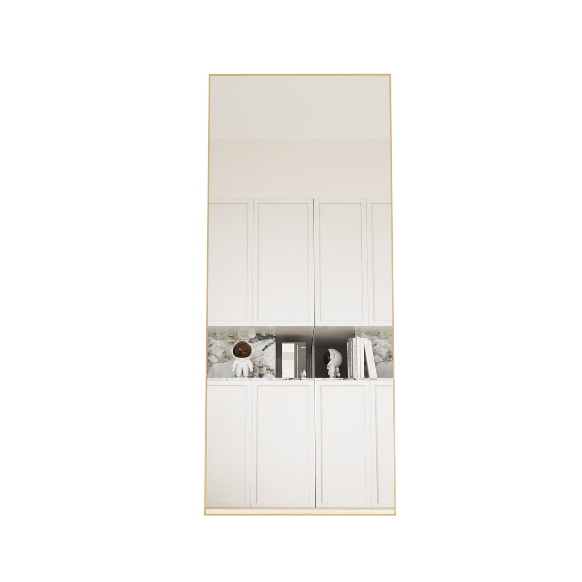 square rounded corners  Full Length Mirror Floor Mirror Hanging Standing or Leaning, Bedroom Mirror Wall-Mounted Mirror Dressing Mirror with Gold Aluminum Alloy Frame,"71"×"32"