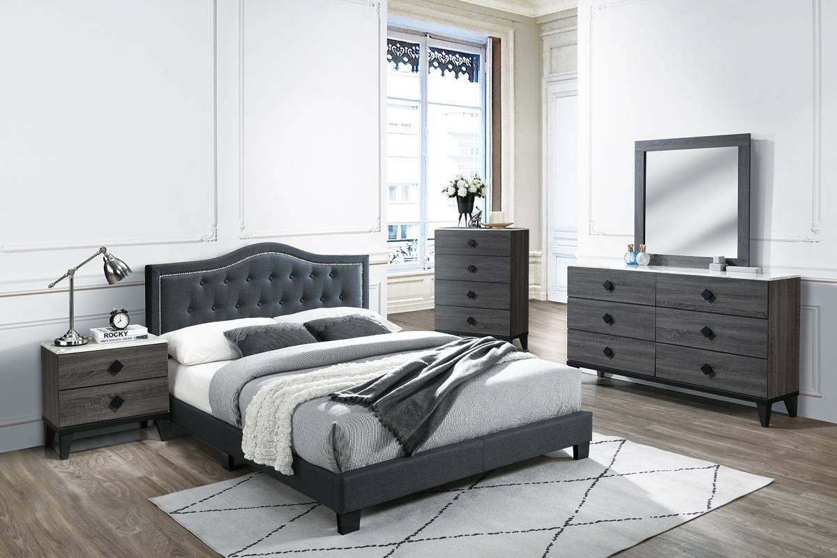 QUEEN BED in Charcoal