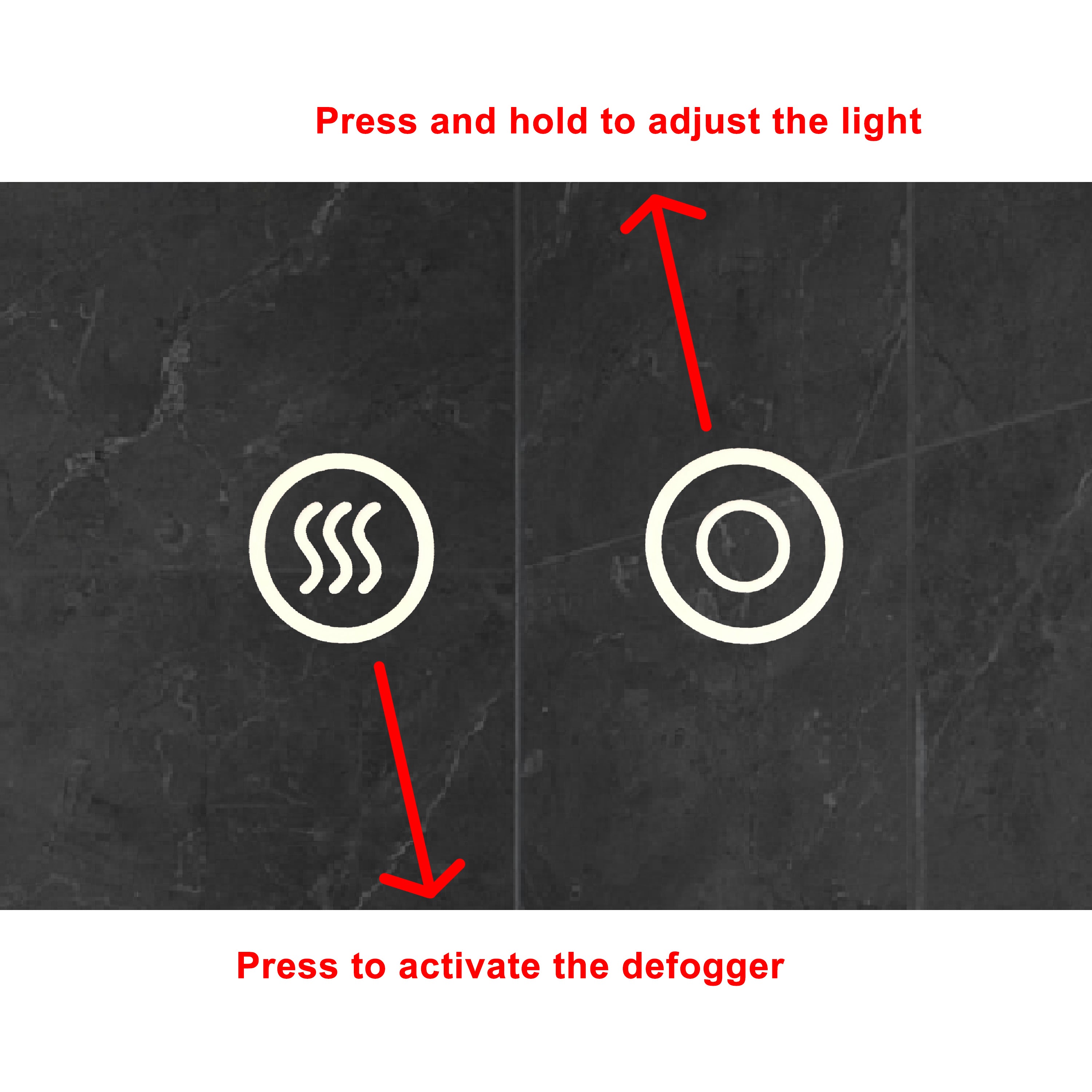 32 x 32 Inch Round Frameless LED Illuminated Bathroom Mirror, Touch Button Defogger, Metal, Frosted Edges, Silver