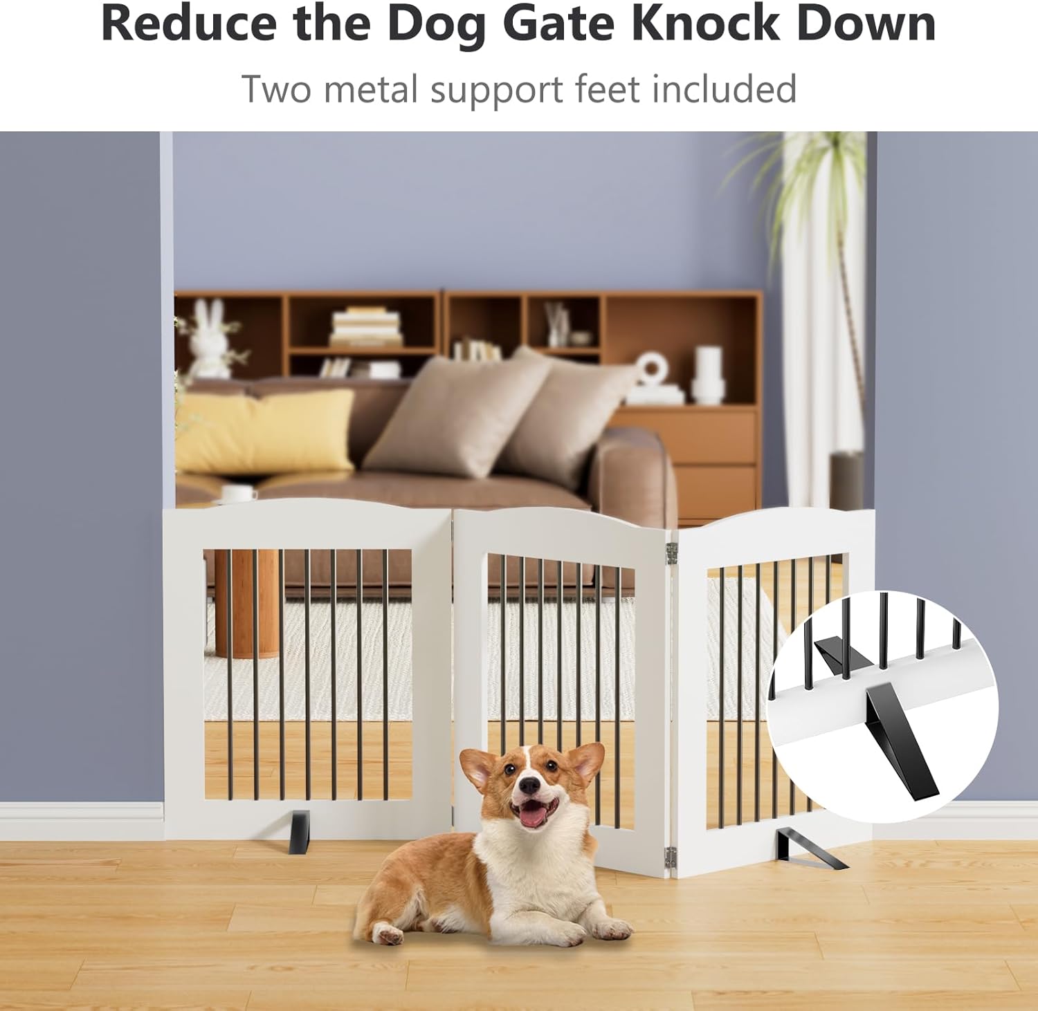 Freestanding Dog Gates,Foldable Dog Fence Indoor Puppy Gate for Stairs,Doorways,Stop Over Fence 24" Height 3 Panels