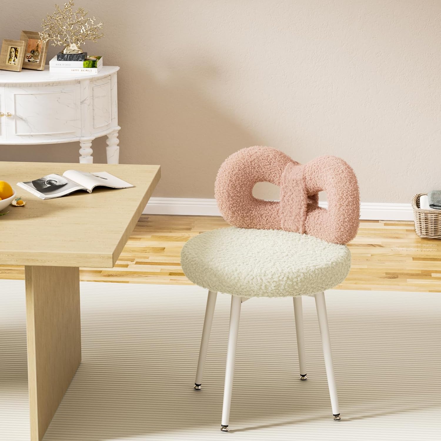 Calenor Pink white rotation vanity chair