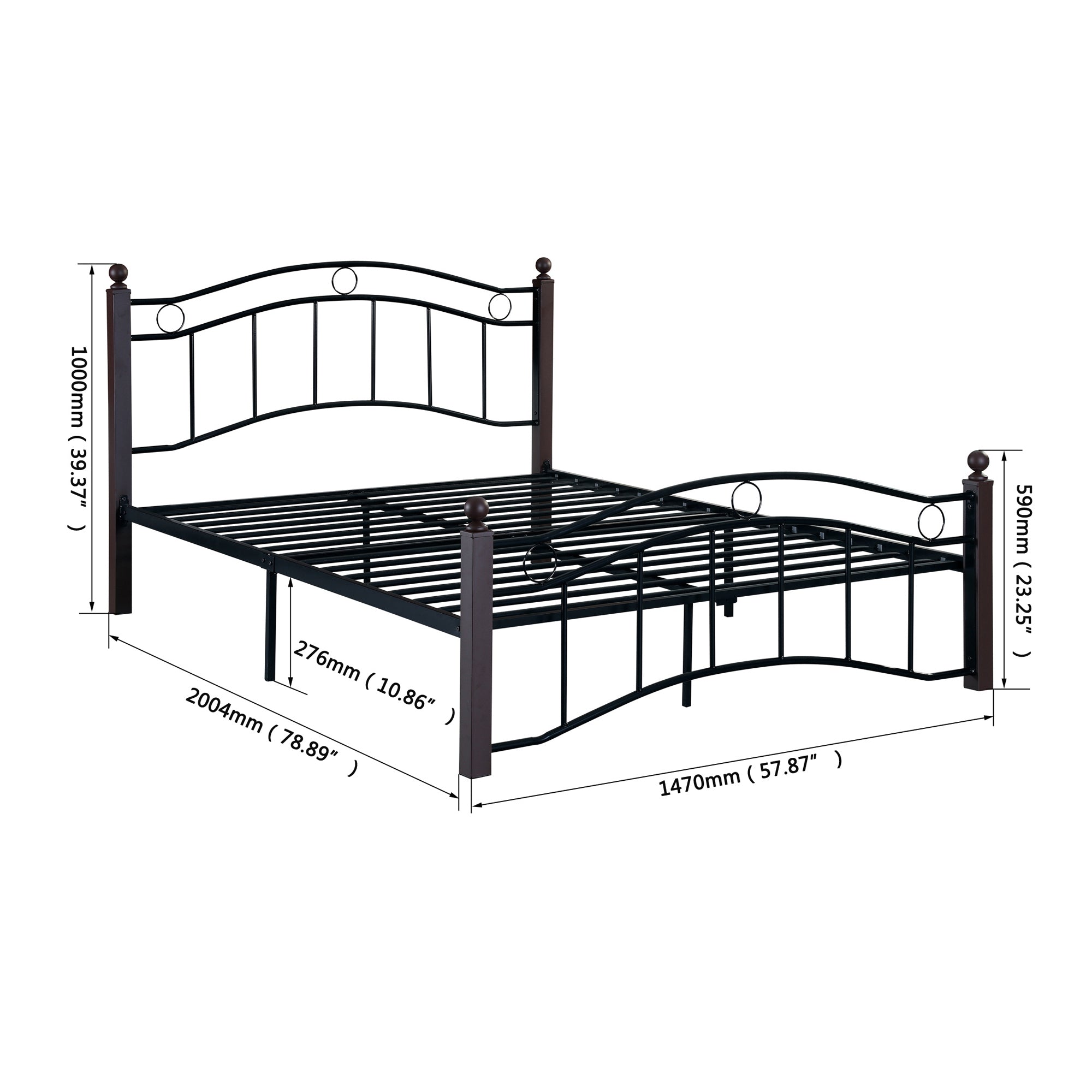 Full Size Metal Bed Frame with Headboard and Footboard