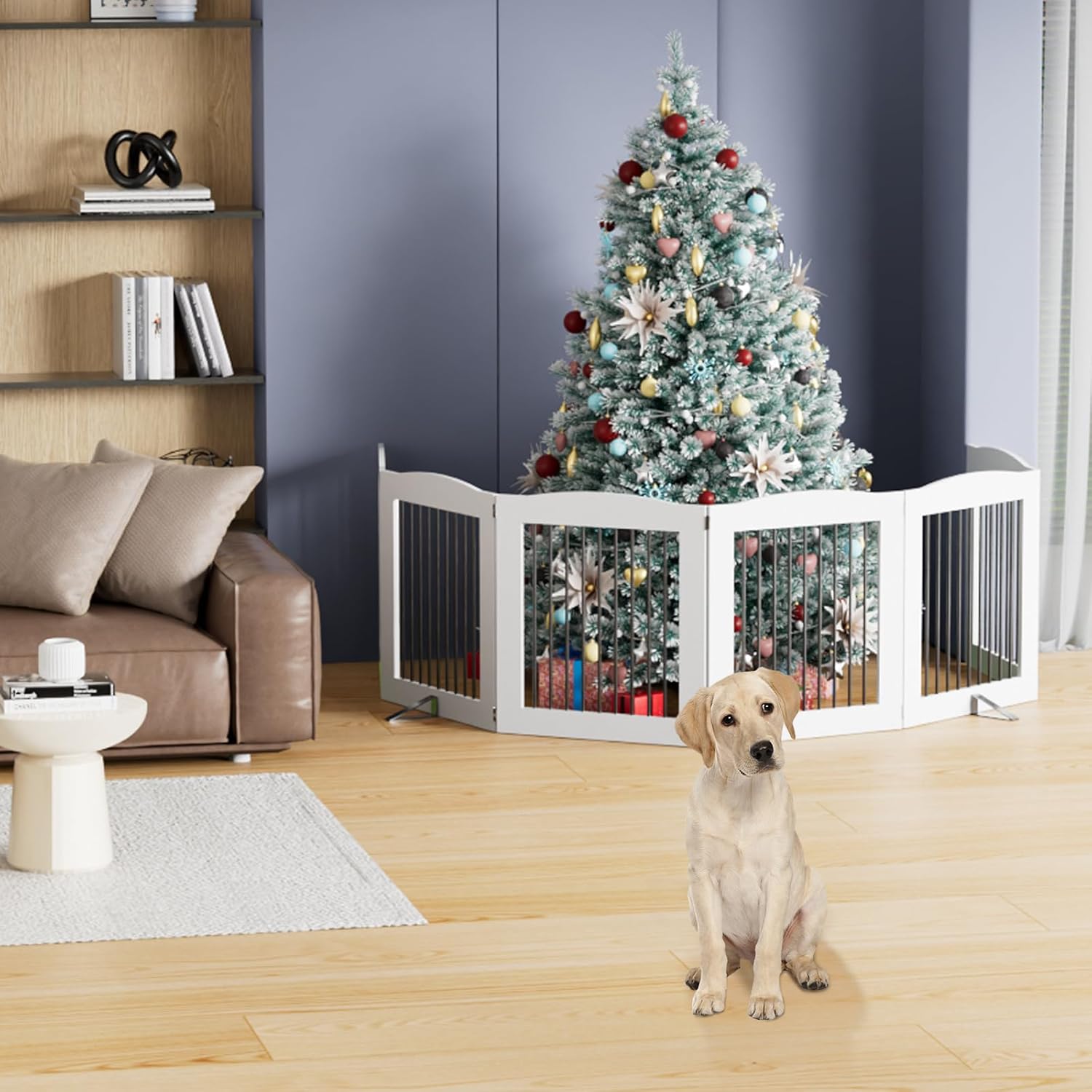 Freestanding Dog Gates,Foldable Dog Fence Indoor Puppy Gate for Stairs,Doorways,Stop Over Fence 24" Height 3 Panels