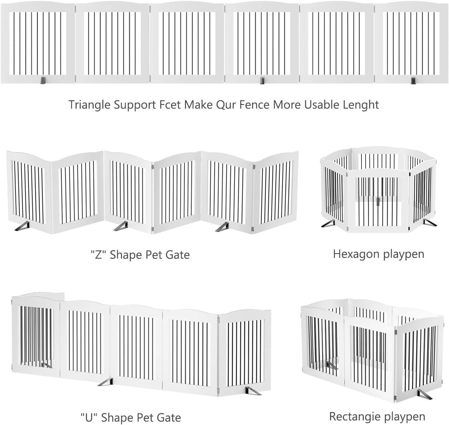 Freestanding Dog Gates,Foldable Dog Fence Indoor Puppy Gate for Stairs,Doorways,Stop Over Fence 24" Height 3 Panels