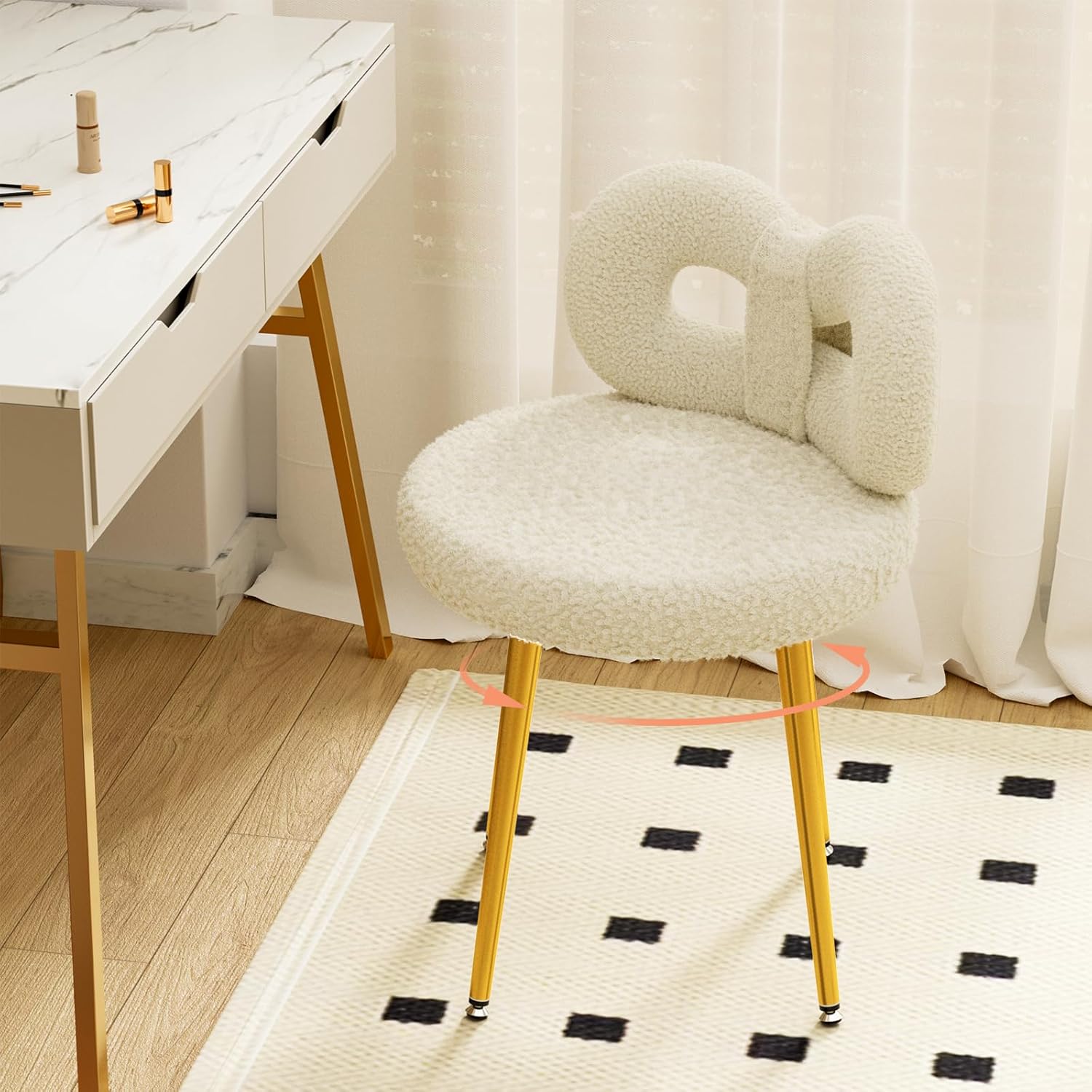 Calenor Pink white rotation vanity chair