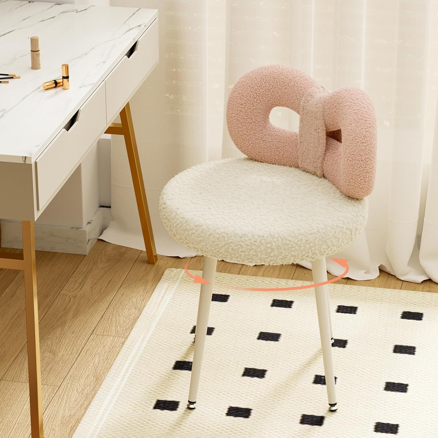 Calenor Pink white rotation vanity chair