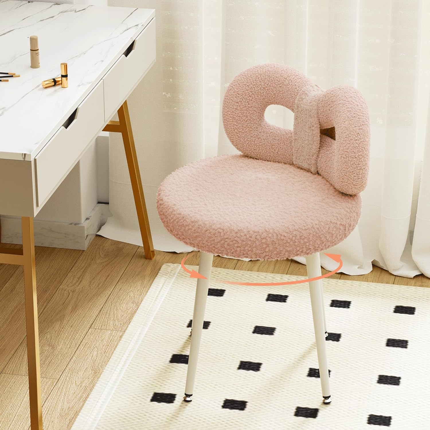 Calenor Pink white rotation vanity chair