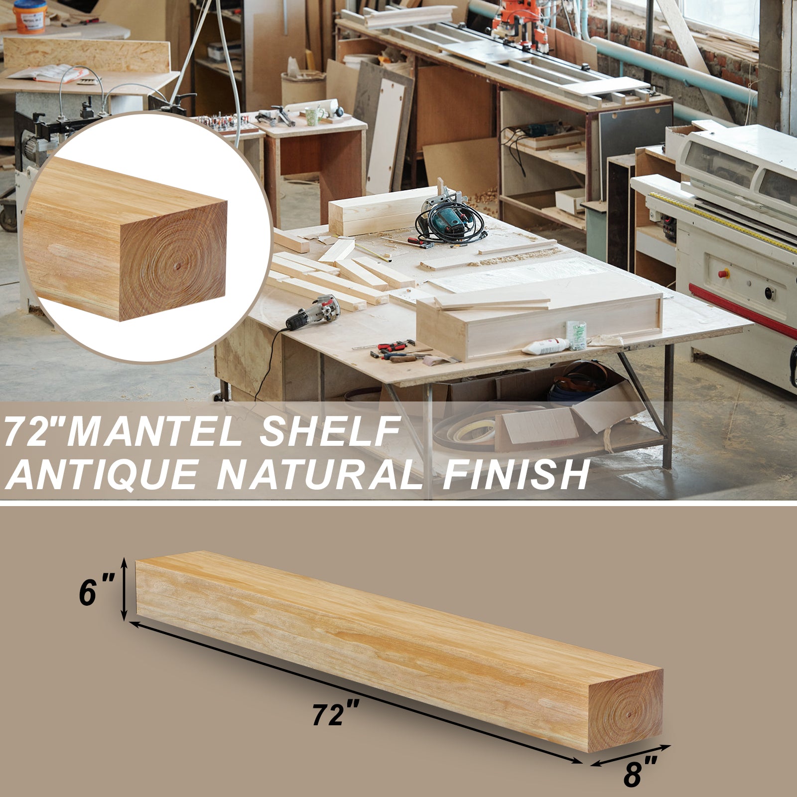 Donnan Solid Pine Wood Mantel