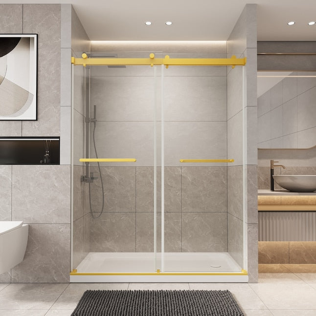 56 to 60in W x 76in H Frameless Shower Door Double Sliding Shower Door with Premium 6mm Thick Tempered Glass Stainless