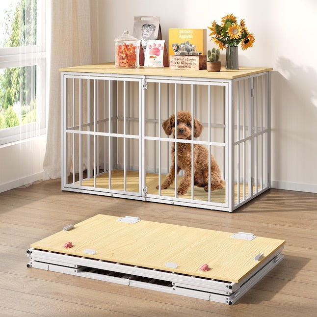 40 inch Dog Crate Furniture Foldable No Assembly Dog Kennel Indoor Dog Crates for Medium Dogs 26-40 lb Decorative Side End Table