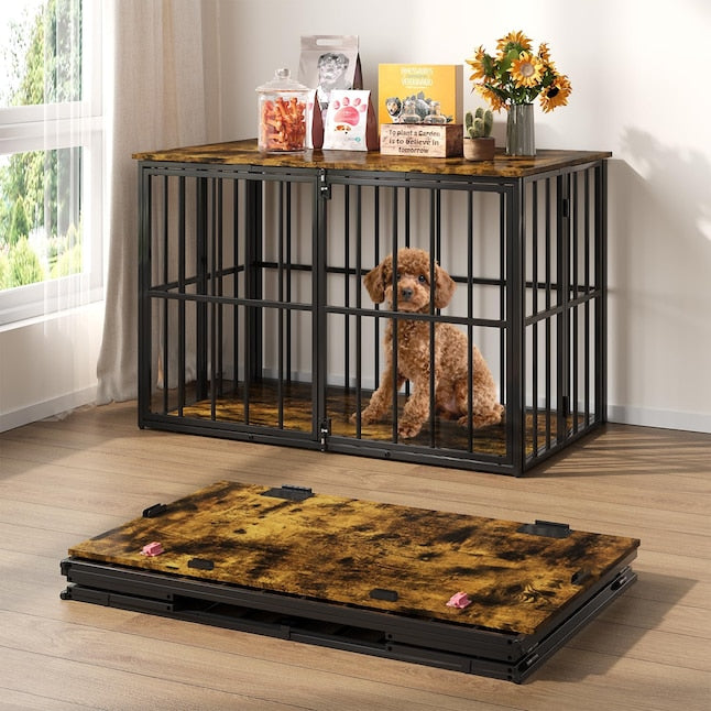 40 inch Dog Crate Furniture Foldable No Assembly Dog Kennel Indoor Dog Crates for Medium Dogs 26-40 lb Decorative Side End Table