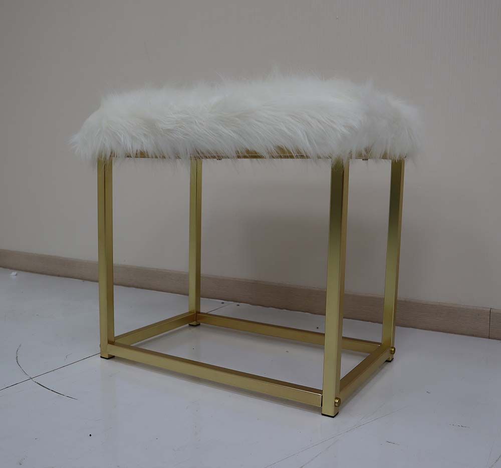 Vanity Mirror & Stool, Faux Fur, Mirror, Pink & Gold Finish AC00934